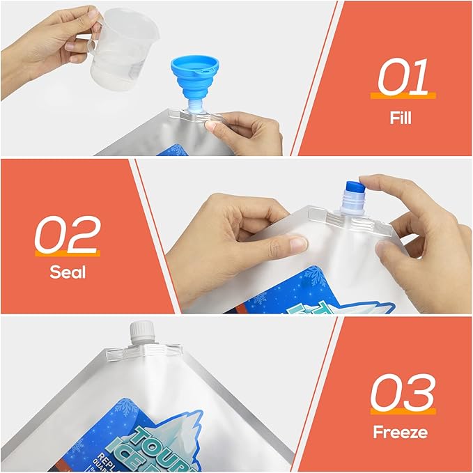 TOURIT Reusable Ice Pack for Coolers Long Lasting Cooler Ice Packs for Cooler Bag Lunch Bags/Boxes, Cooler Backpacks, Freezer Packs for Coolers