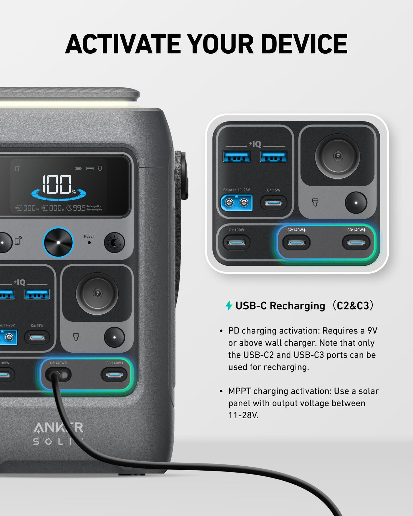 Anker SOLIX C300 DC Power Bank Station, Outdoor 288Wh (90,000mAh), Portable Power Station for Multiple Devices, LiFePO4 Battery, 300W Solar Generator, for Camping, Traveling, and Emergencies (Renewed)