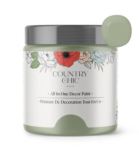 Country Chic All-in-One Chalk Paint for Furniture, Cabinets, Home Decor, Eco-Friendly, Matte Finish, Built-In Primer & Top Coat for Wood, Metal - Sage Advice (Sage Green) - Pint 16 oz (475 ml)