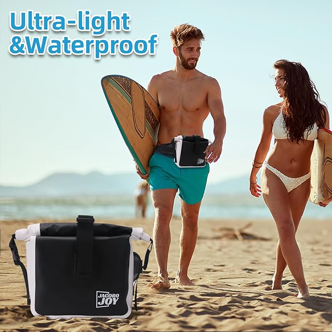 Waterproof Dry Bag with Adjustable Waist Strap Large Capacity Waterproof Waist Bag for Kayaking Boating Fishing Cycling (Black)