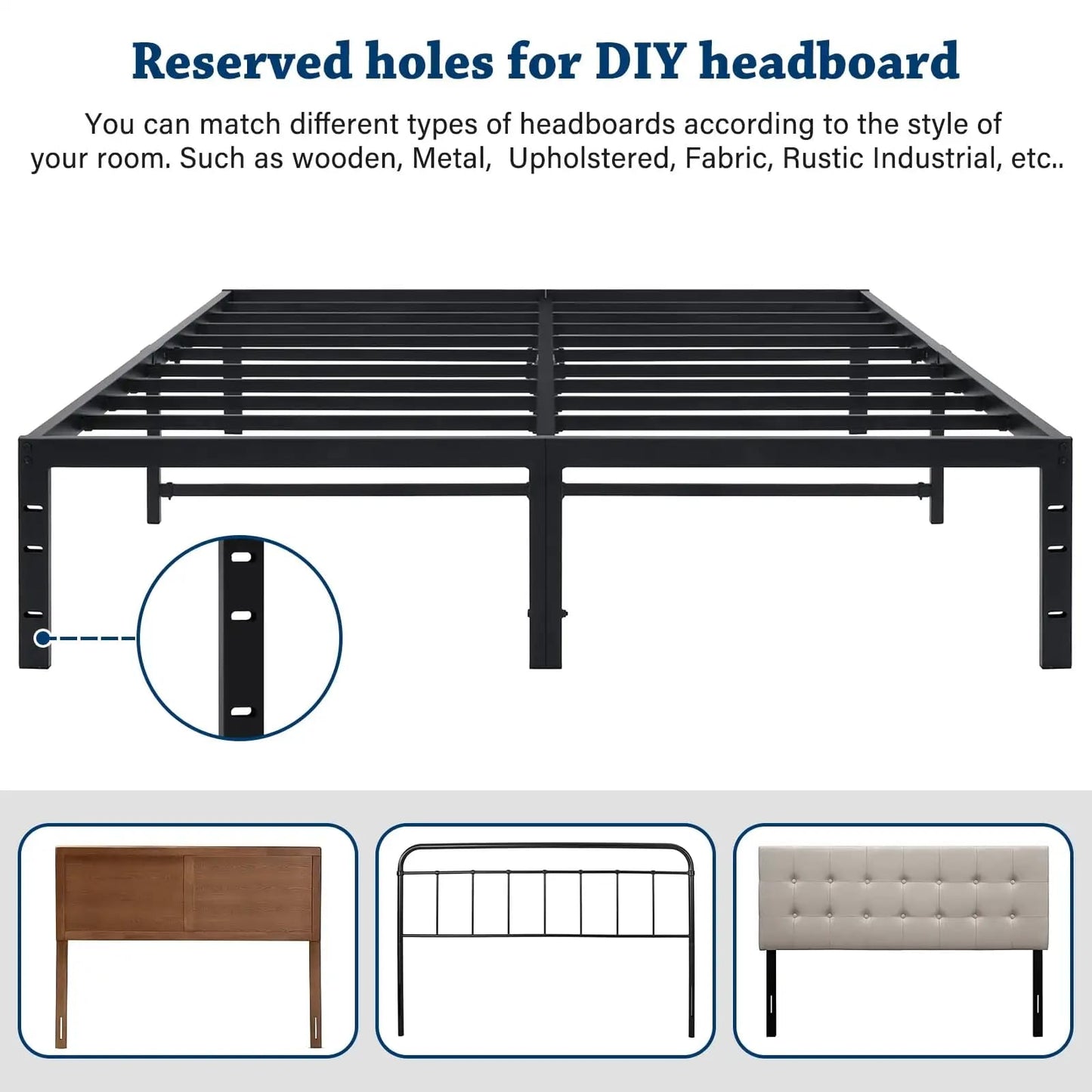 Approgreent Metal Queen Bed Frame, Durable Platform Queen Size Bed Frame, Heavy Duty Queen Bed Frame, No Box Spring Needed, Large Storage Space Under Bed, Quiet Without Noise Queen Bed Frame, Black