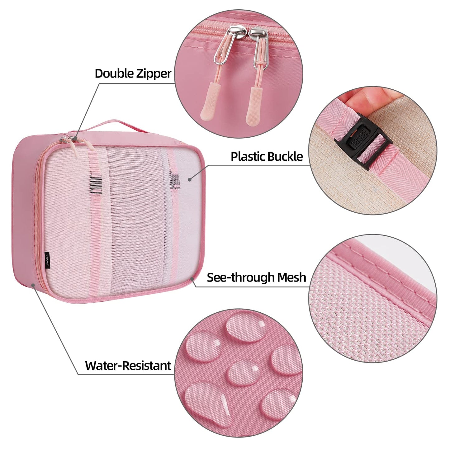 BAGAIL 10 Set Packing Cubes Various Sizes Packing Organizer for Travel Accessories Luggage Carry On Suitcase-Pink