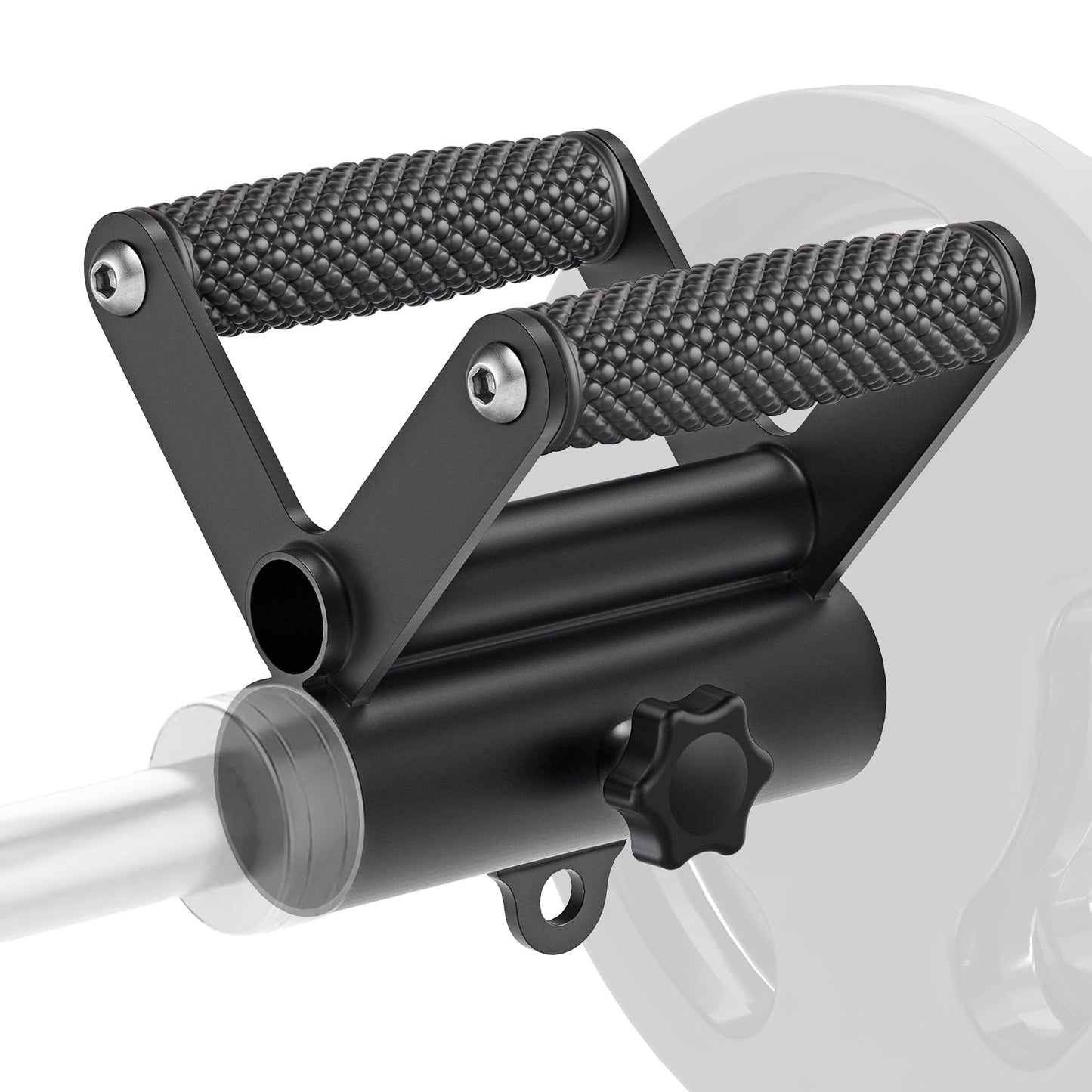 SELEWARE V Bar Landmine Handle Attachment for 1 & 2" Barbell Bar, Solid Landmine Double D Handle T Row Attachment with Non-Slip Rubber Handle
