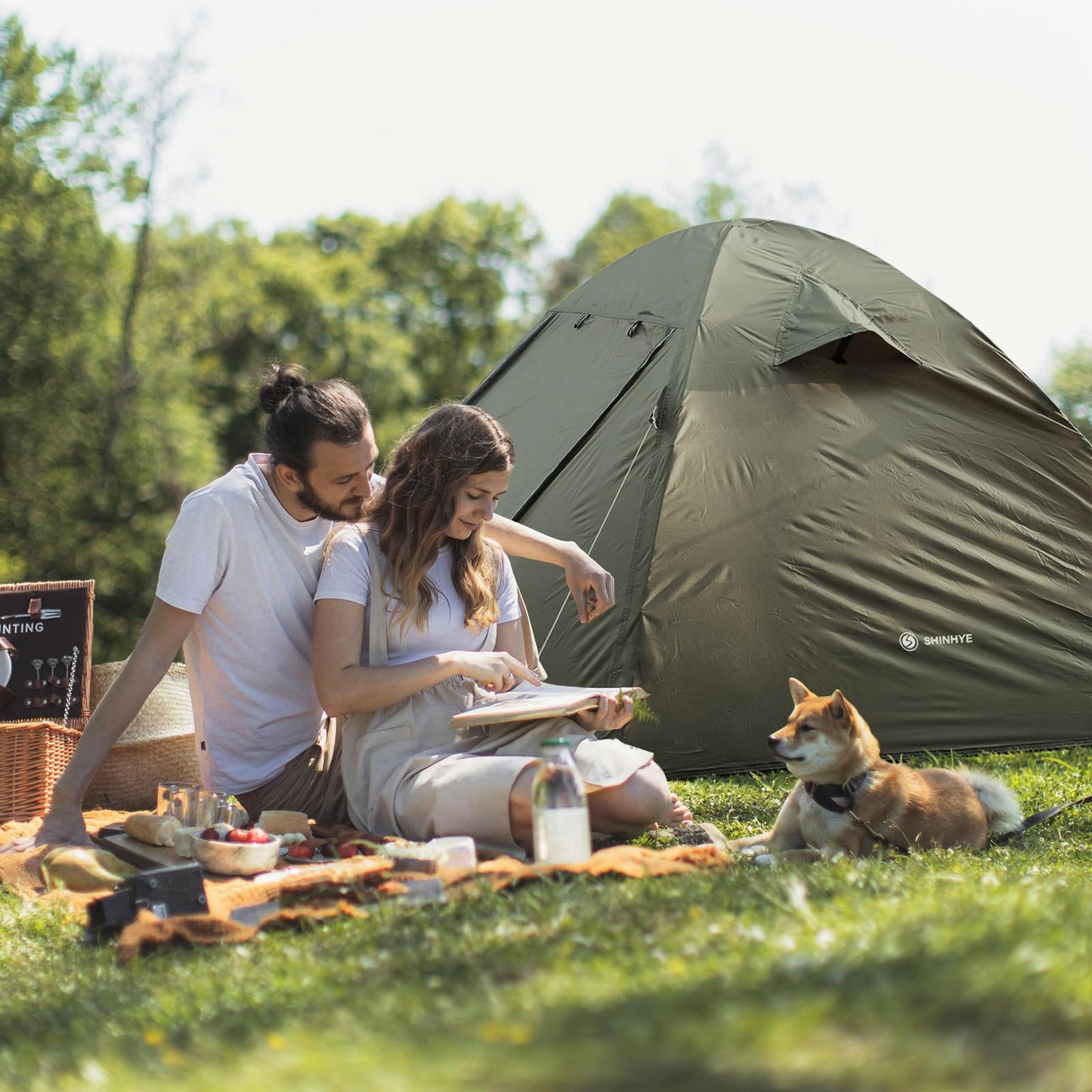 Backpacking Tent for Camping 2/3/4 Person Hiking Ultralight Tent for Waterproof Windproof Outdoor Two Doors Tents Easy Quick Setup Lightweight Tent Instant Tent (Green, 2 Person)