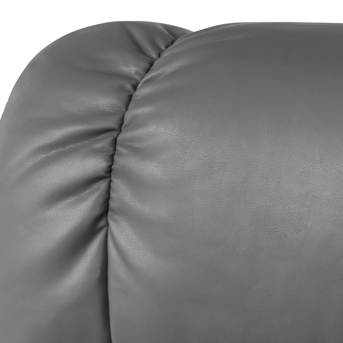 MCombo Manual Swivel Recliner with Ottoman, Reclining Chair with Vibration Massage for Small Spaces, Living Room, Office, Faux Leather 9068 (Grey)