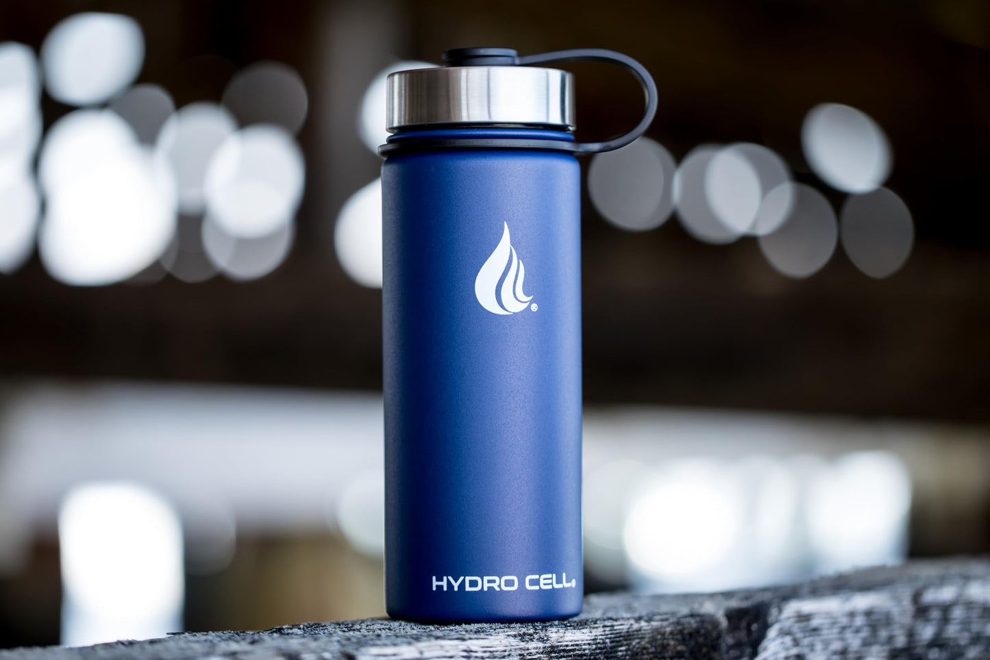 HYDRO CELL Stainless Steel Insulated Water Bottle with Straw - For Cold & Hot Drinks - Metal Vacuum Flask with Screw Cap and Modern Leakproof Sport Thermos for Kids & Adults (Navy 18oz)