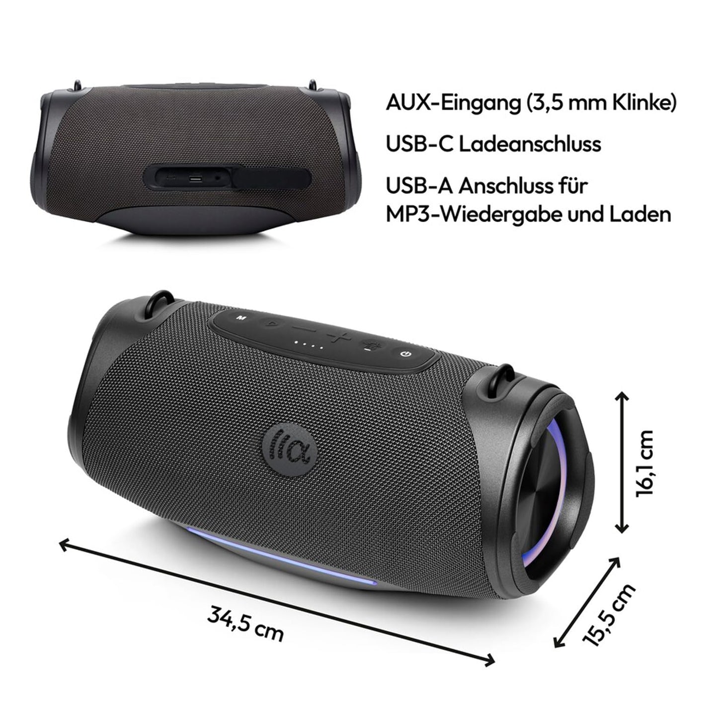 TAZATA Portable Bluetooth Speaker,IPX7 Waterproof 80W Loud Stereo Sound Wireless Outdoor Speaker for Pool,Shower,Camping Bike Use,8H Playtime