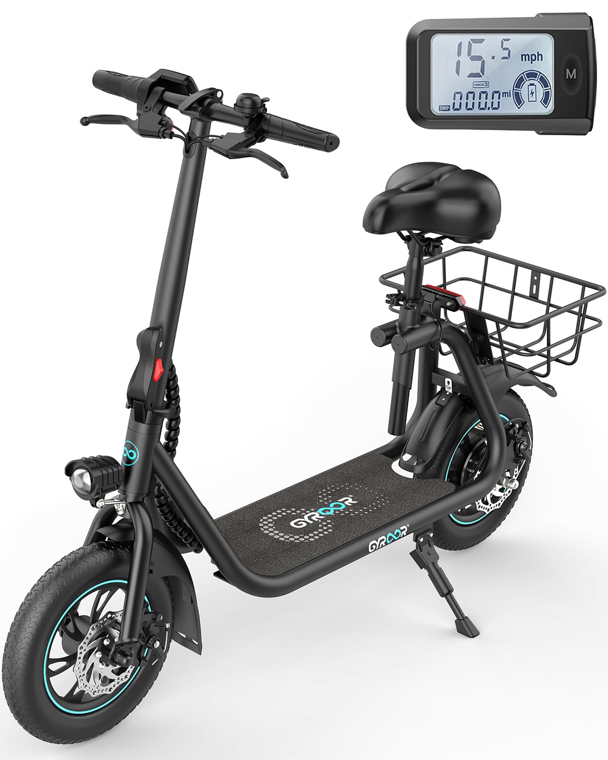 Gyroor Adults Electric Scooter, 450W Motor 20Mile-Max Distance 15.5MPH, Fashion Electric Scooter for Short Distance Commuting,C1-Bright