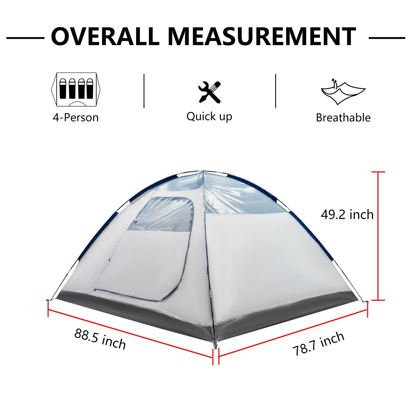 ASFANES Screened Camping Tent, 4 Person Waterproof, Haven Tent, Backpack Double Layer Shelter, Easy Setup and Portable for Outdoor, Picnic, Navy Blue.