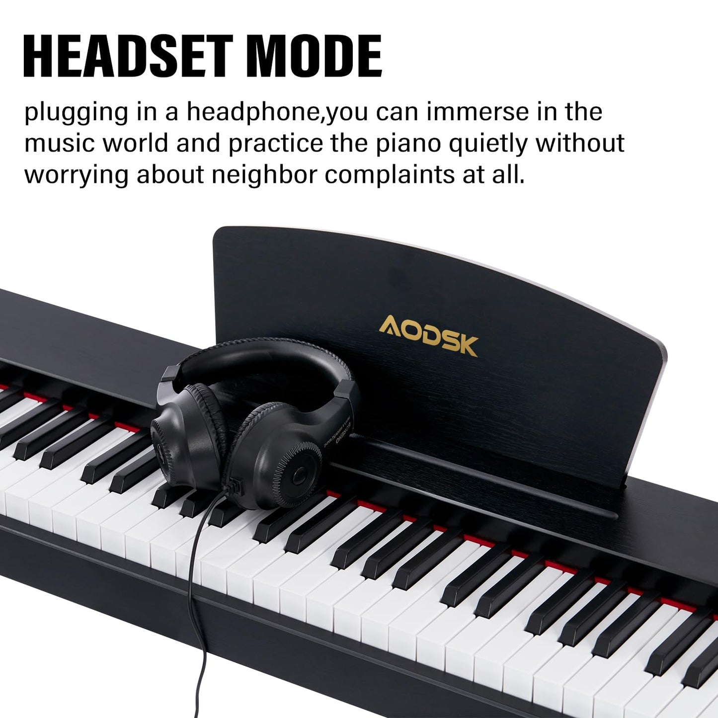 AODSK 88 Keys Digital Piano,Full-size semi weighted key,128 Tones & Rhythms, MIDI/USB Connectivity, Headphone Jack