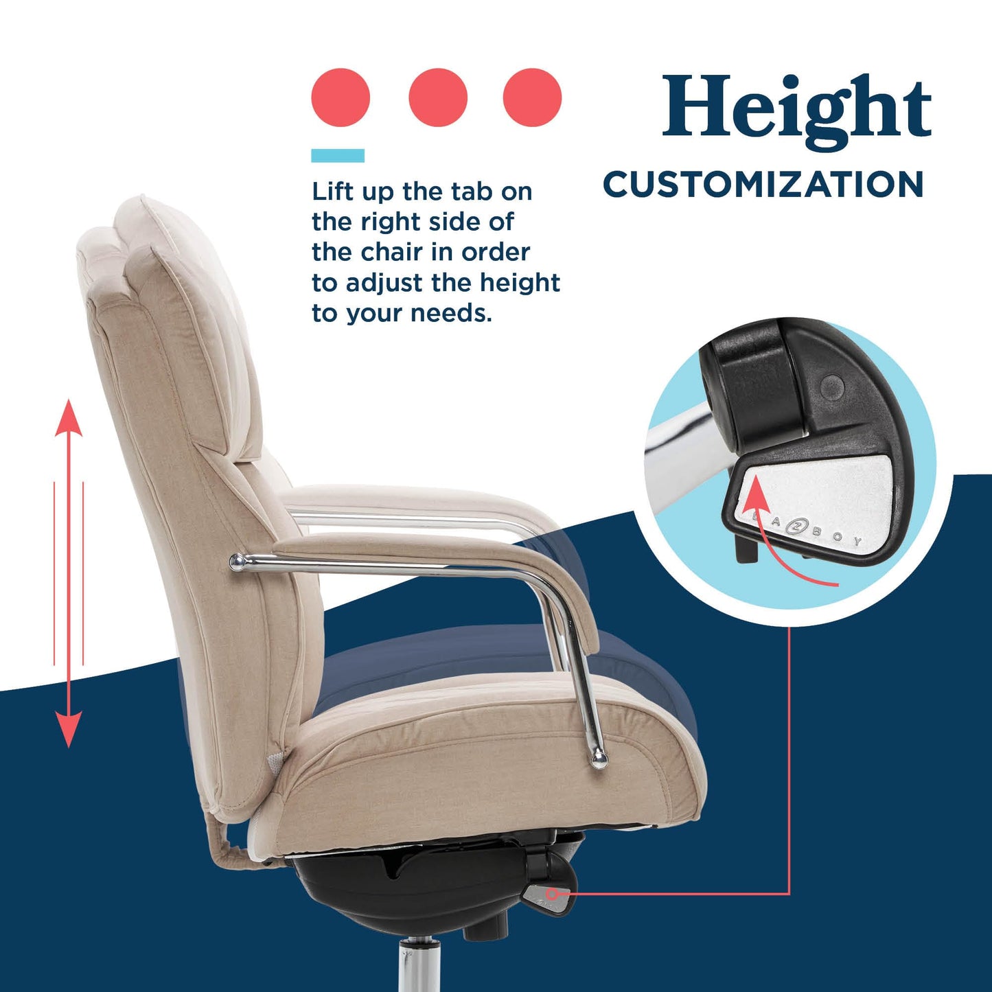 La-Z-Boy Sutherland Ergonomic Bonded Leather Swivel Computer and Desk Chair, Ivory (CHR10048C)