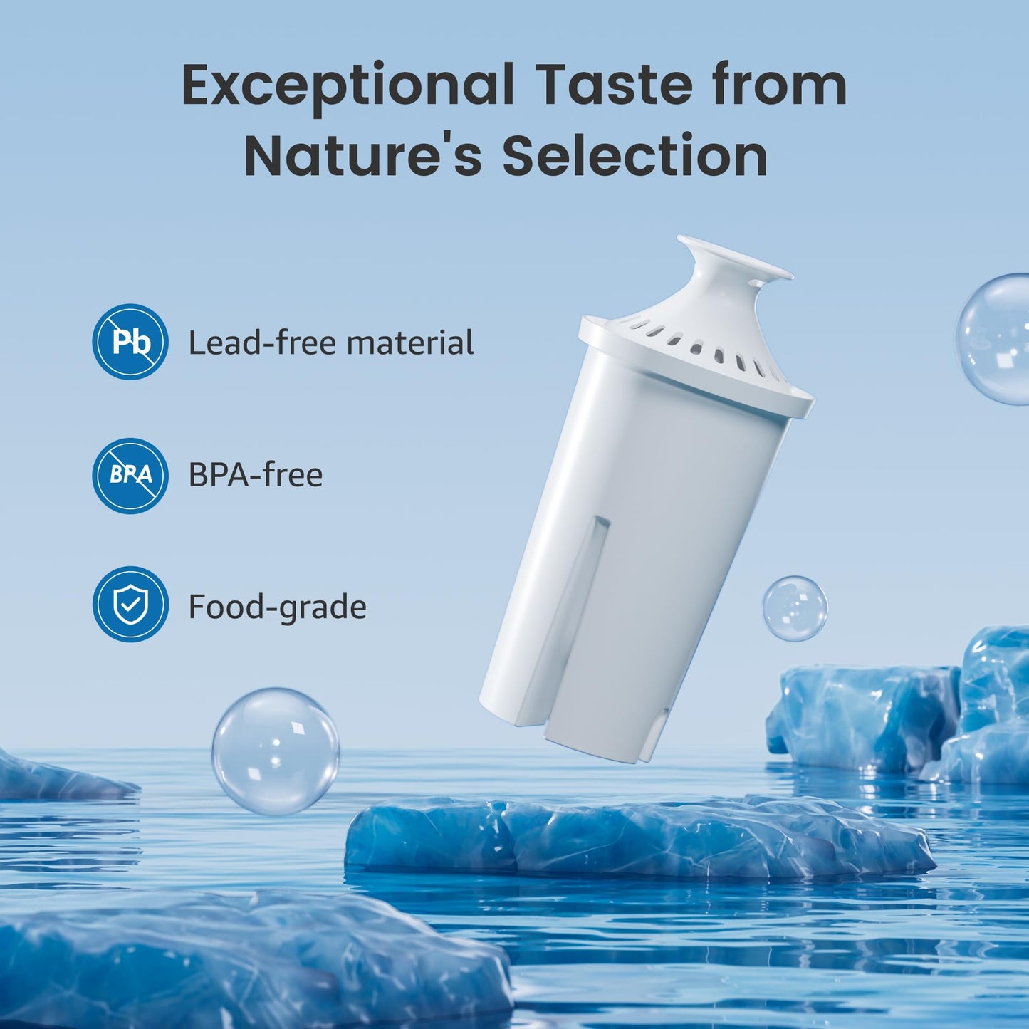 AQUA CREST Replacement for Brita® Filter, Brita® Water Pitchers and Dispensers, Classic OB03, Mavea® 107007, and More, NSF Certified Pitcher Water Filter, 1 Year Filter Supply, 6 Count