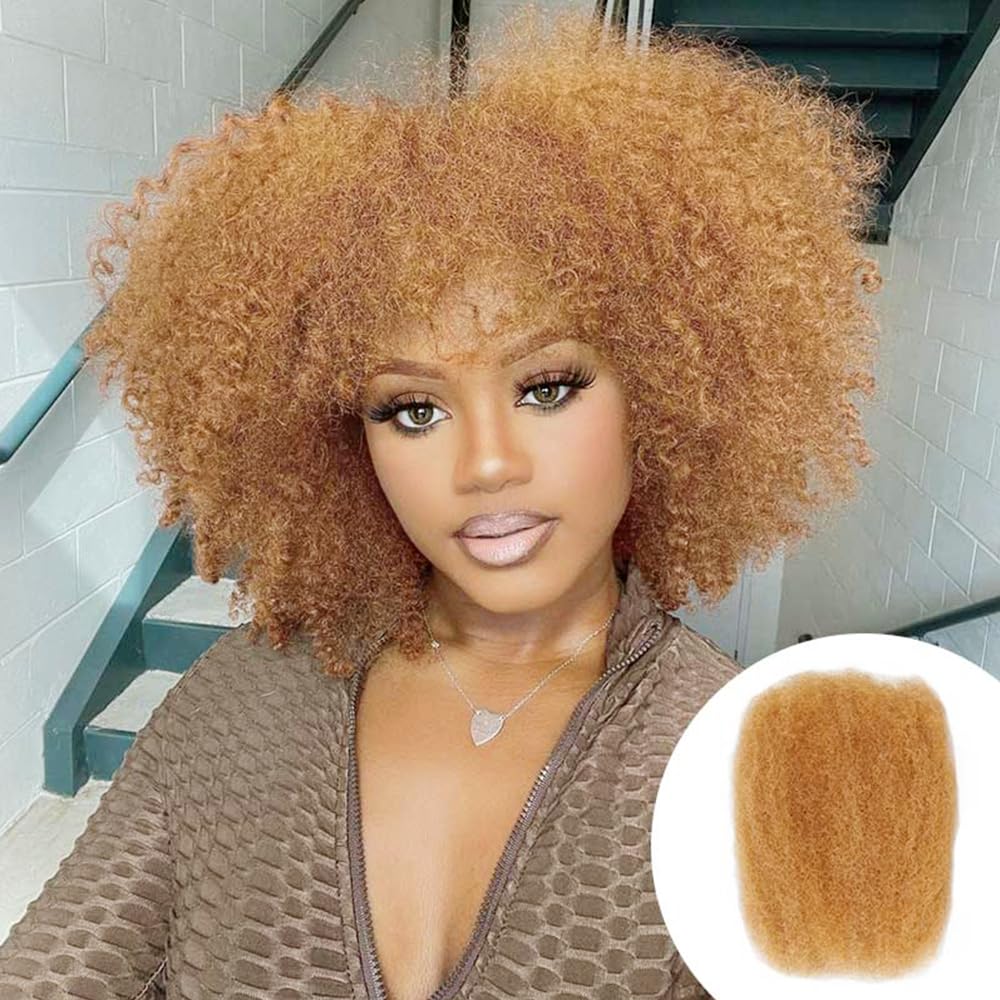 QVR Afro Kinkys Bulk Human Hair for Dreadlock Extensions Repair Locs, Twist Braiding Afro Kinky Human Hair for Locs 1 Pack 50 Gram