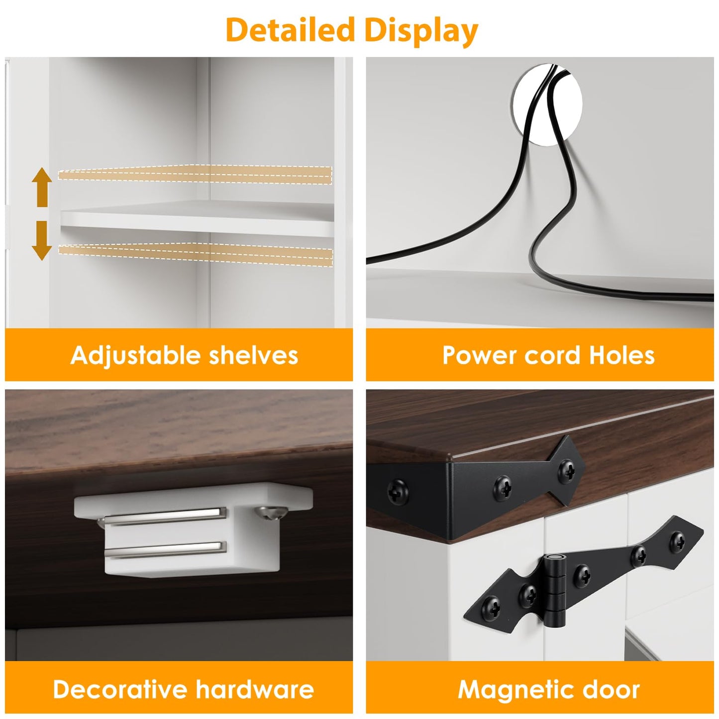 Algglobuy Modern Farmhouse Tv Stand for TVs up to 70 Inch, 58 Inch Entertainment Center with Iron Mesh Door & 2 Adjustable Shelves, Media TV Console Table for Living Room, White (White, 58 Inch)