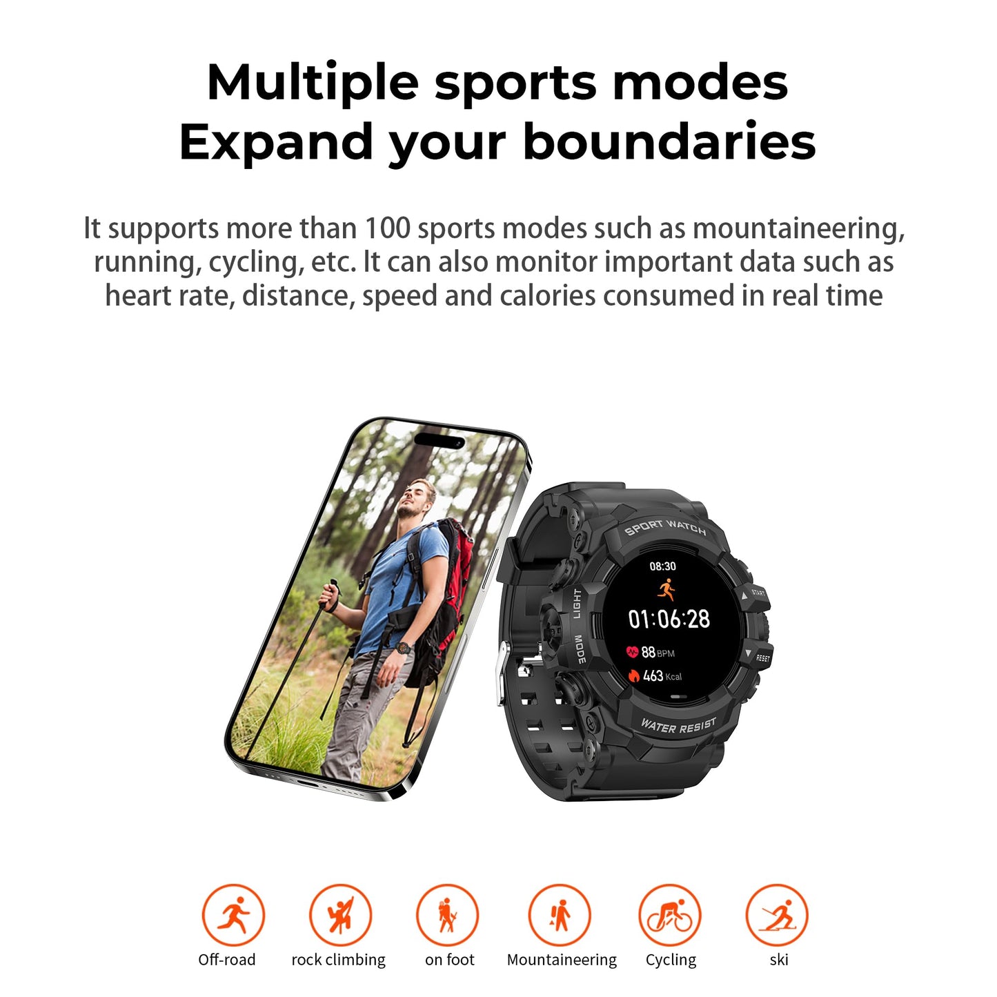MIDDOW Military Smart Watch with Flashlight (Answer/Make Call) Compass, Heart Rate/Sleep/Pedometer/100+ Sports Modes, Fitness Tracker IP68 Waterproof, Long Battery Life Android & iOS (Black)
