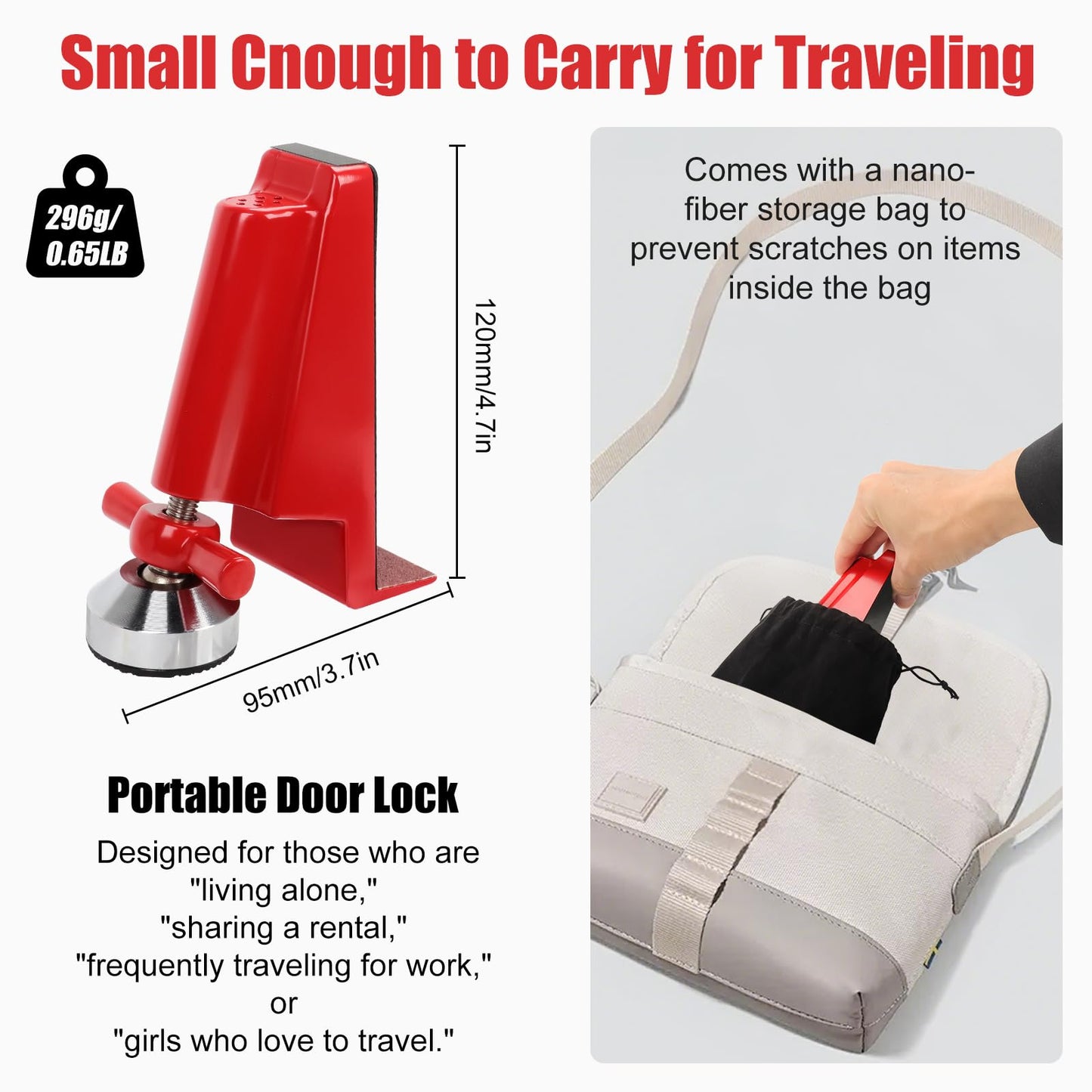 Door Stoppers Security,Portable Door Lock Brace for Home Security,Door Security Bar for Hotel Room, Apartment Safety, Travel Door Stopper Portable Door Lock for Travel