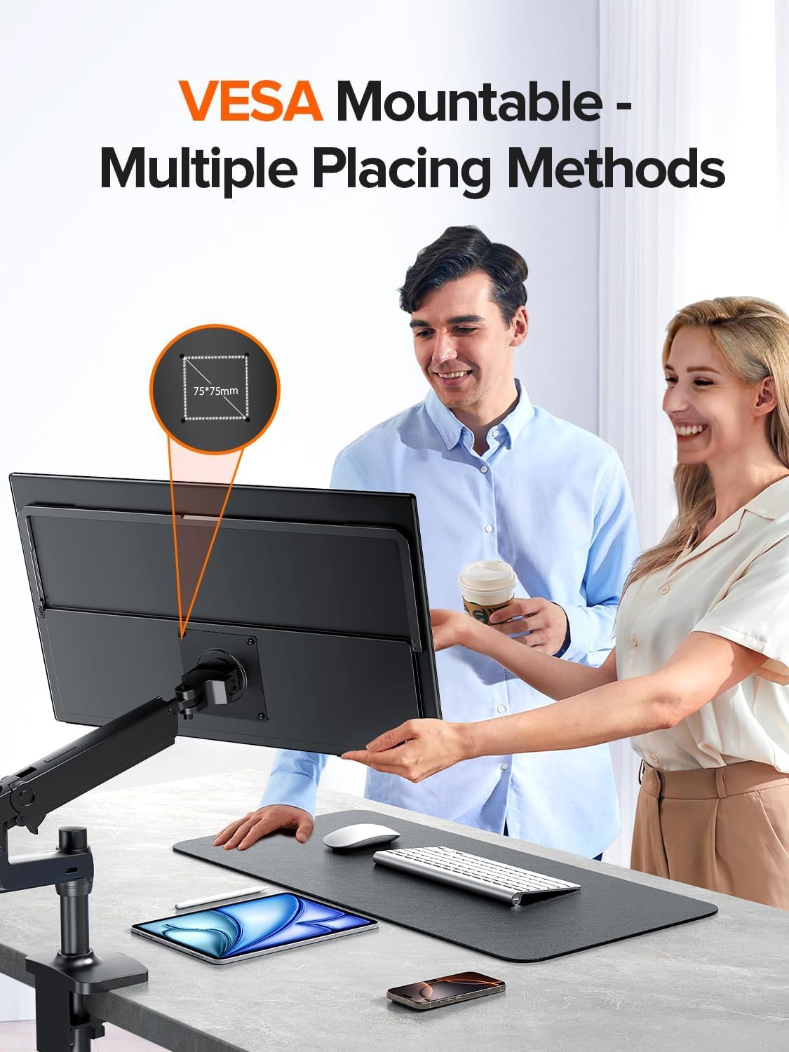 UPERFECT 24" 120Hz Portable Monitor 1080P 100% sRGB with Built-in Stand & VESA, HDMI USB-C FHD Travel Monitor for Laptop/MacBook/SteamDeck/Phone/Mini PC, External Second Screen for Gaming & Work