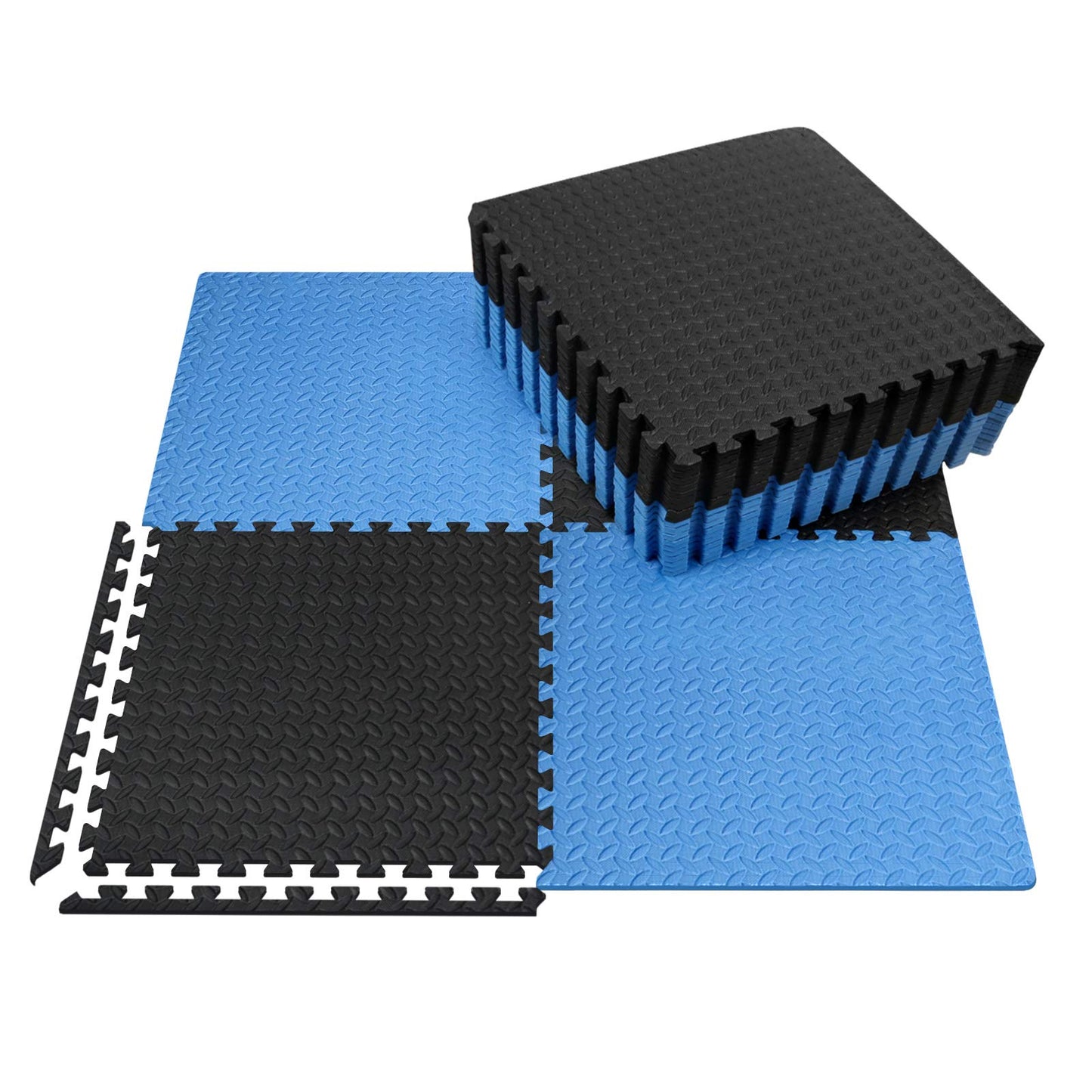 innhom Gym Flooring Gym Mats Exercise Mat for Floor Workout Mat Foam Floor Tiles for Home Gym Equipment Garage, 12 Black and 12 Blue