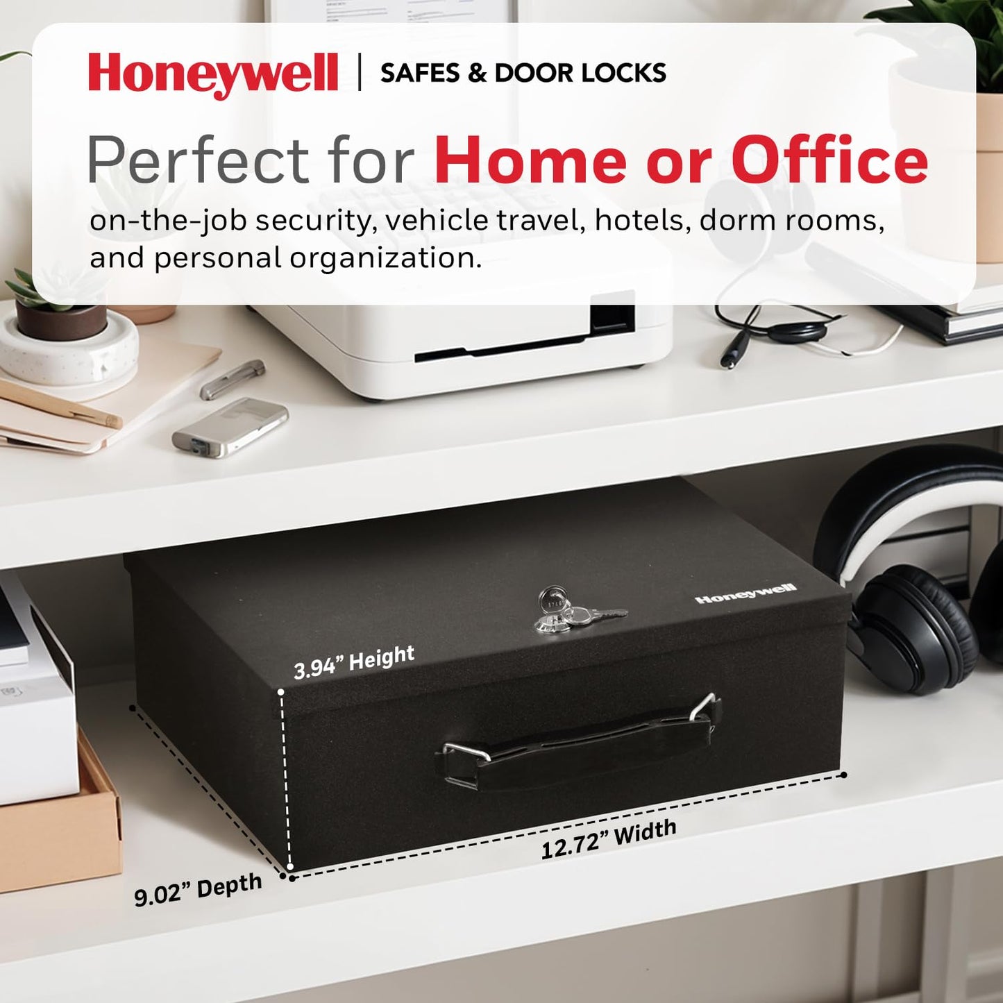 Honeywell Safes & Door Locks - Small Safe Box for Home - Fire Resistant Documents Lock Box with Keys - Steel Security with Key Lock for Personal Items, Jewelry, Money - 0.17 Cubic Feet - Black - 6104