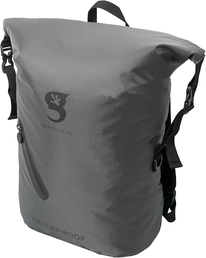 geckobrands Lightweight 30L Waterproof Backpack - Lightweight Watertight Outdoor Bag Hiking Traveling Light Water Activities