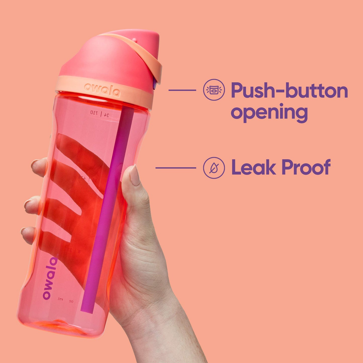 Owala FreeSip Tritan 25 Oz Water Bottle with Straw + Bottle Brush and Straw Brush