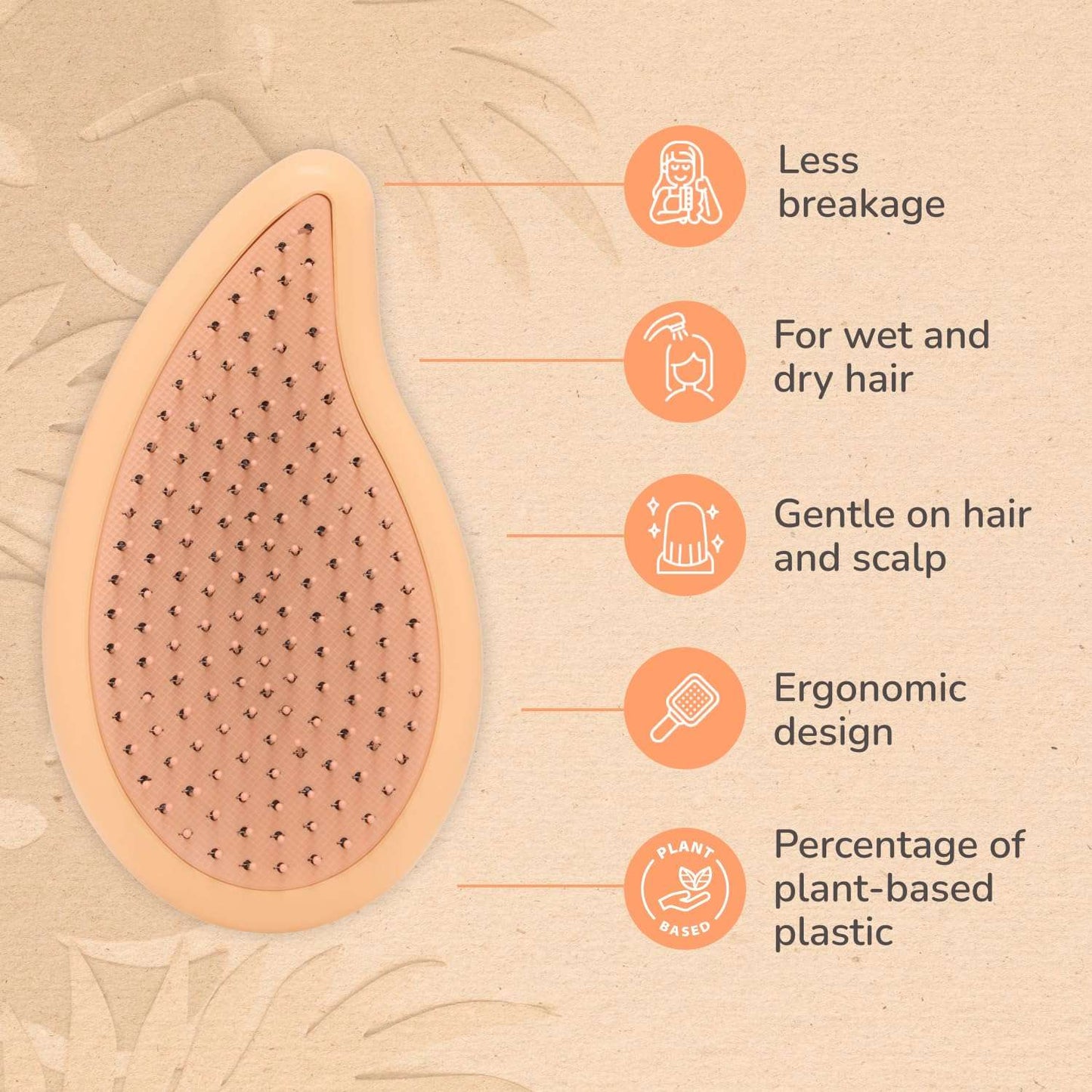 Wet Brush Go Green Palm Detangling Hair Brush Infused with Coconut Oil - Pain-Free Ultra-Soft Detangler Bristles Glide Through Tangles with Ease - Protects Against Split Ends For Wet & Dry Hair