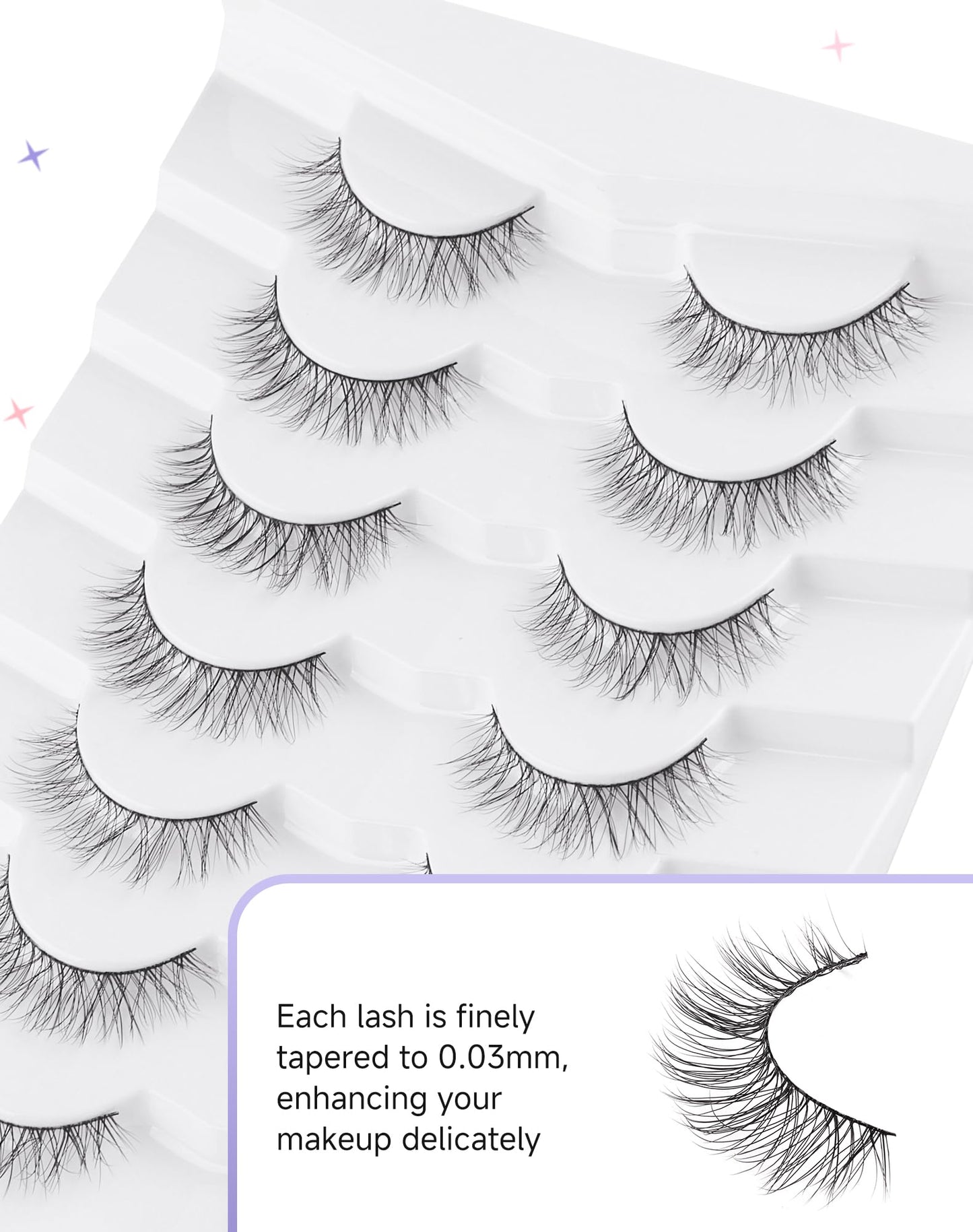 Natural Lashes Natural Eyelashes Natural Look Wispy Lashes Mink Lashes False Eyelashes Fake Eyelashes C Curl Lashes Strip Lashes Pure-08