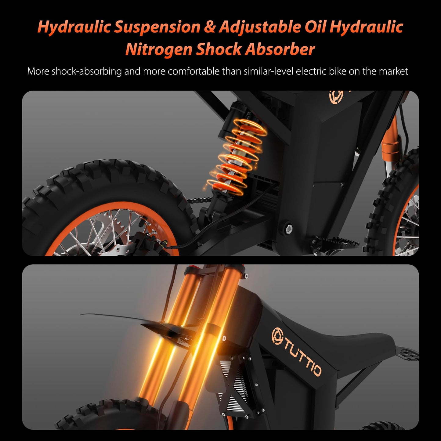 Tuttio Electric Dirt Bike Teens Adults - 48V 21AH Electric Bicycle 14"/12" Fat Tire Off Road High Torque Mini E Motocross Motorcycle Dirt Bike