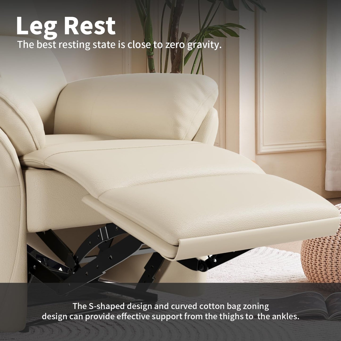 AIRSKY Genuine Leather Recliner Chair, Top Grain Leather, Italian Water-Washing Process, Recliner Chairs for Adults, for Living Room, Theater Seating, Bedroom. R1, Beige