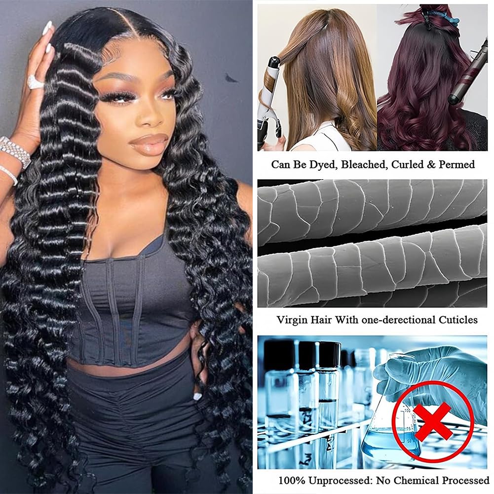 Amella Loose Deep Wave Bundles Human Hair One Bundle 100% Unprocessed Brazilian Virgin Human Hair Bundles Deep Wave Human Hair Bundles Hair Extensions Natural Color For Women 14 inch