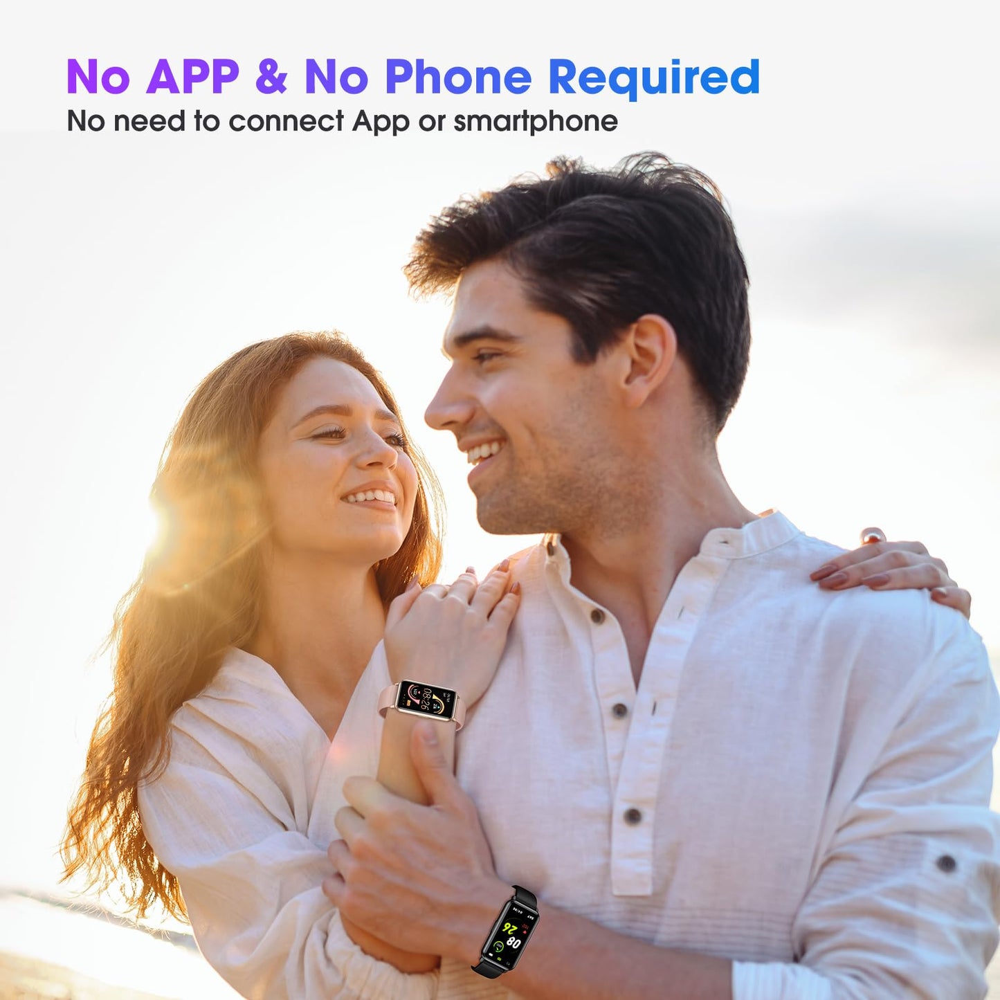 Long Battery Pedometer Watch 14 Days Battery Life, Slim Design No App/Phone Required Fitness Tracker, 50 Meters Waterproof Smart Watch, Heart Rate & Blood Oxygen Monitor Step Counter for Men Women