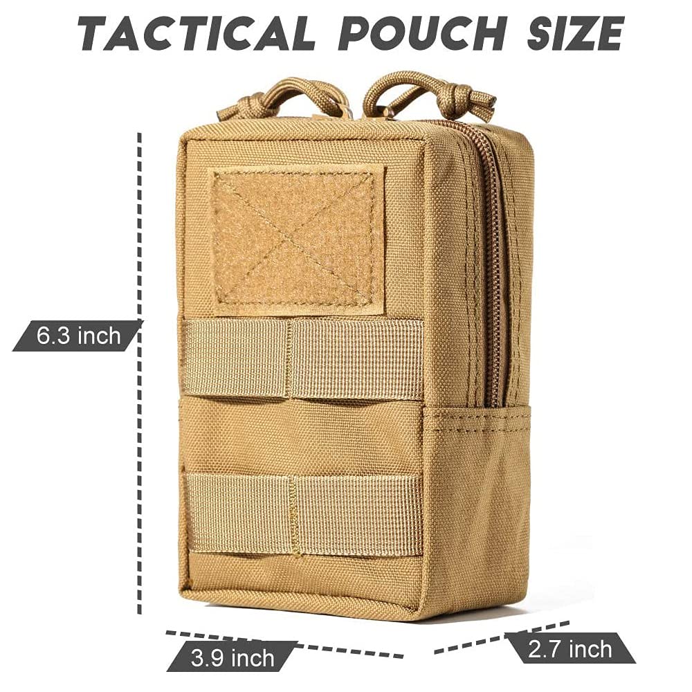 R.SASR Sports Water Bottles Pouch Bag, Tactical Drawstring Molle Water Bottle Holder Tactical Pouches, Travel Mesh Water Bottle Bag Tactical Hydration Carrier (Tan-3Pouch)