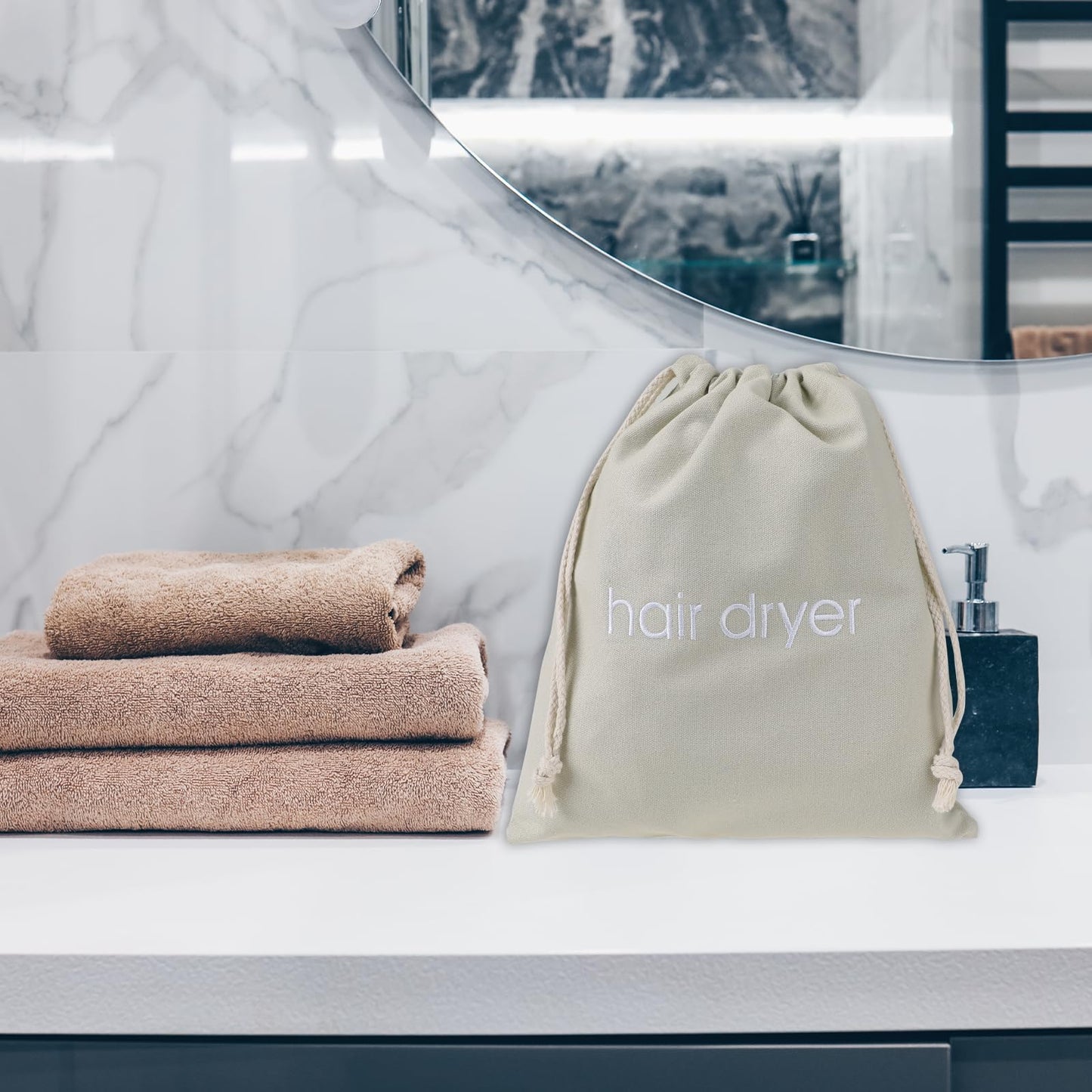 Hair Dryer Bags Drawstring Bag Container Hairdryer Bag Travel Bag Hair Tools Travel Bag for Traveling, Guest Rooms,Bathroom and Hotels(Grey)