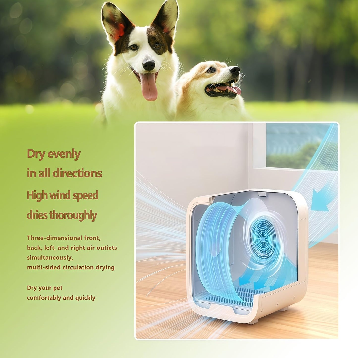 WENMEE Automatic Pet Dryer Box(for Dogs) - Fast and Quiet Drying, Ionic Care, Suitable for Small and Medium Pets, 72L
