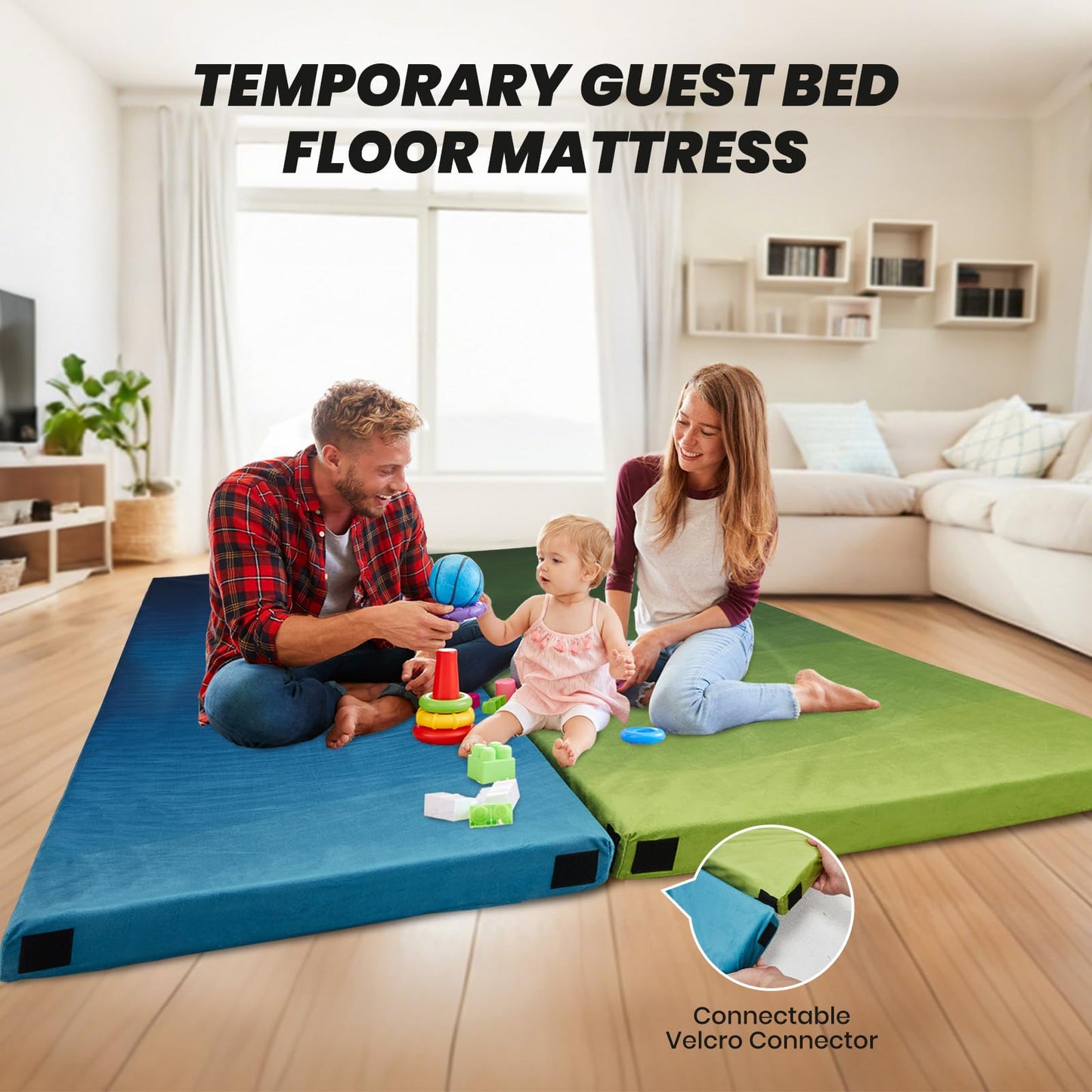 Memory Foam Camping Mattress Sleeping Pad, Portable Roll up Mattress with Travel Bag, 3 Inch Waterproof Camping Mat for Car Tent Floor, Comfortable Sleeping Mats for Guests and Adults Sleepover