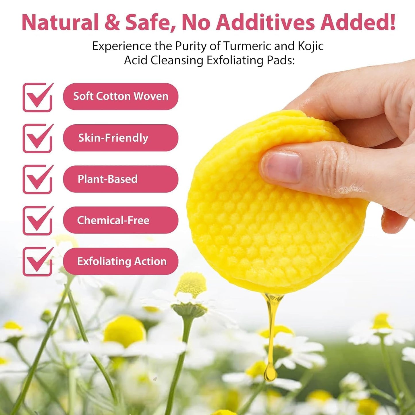 Aiwejay 80PCS Turmeric Face Scrub Pads,Turmeric Kojic Acid Cleansing Pads with Vitamin B5, Vitamin C Turmeric, Sugar Turmeric Cleansing Pads for Face (40 Count (Pack of 2))