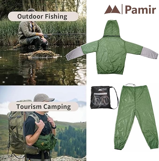 Mosquito Net Suit-Jacket Hood& Pants, Light-Weight& Breathable Mesh Clothing for Men& Women, Ideal for Fishing, Hiking.
