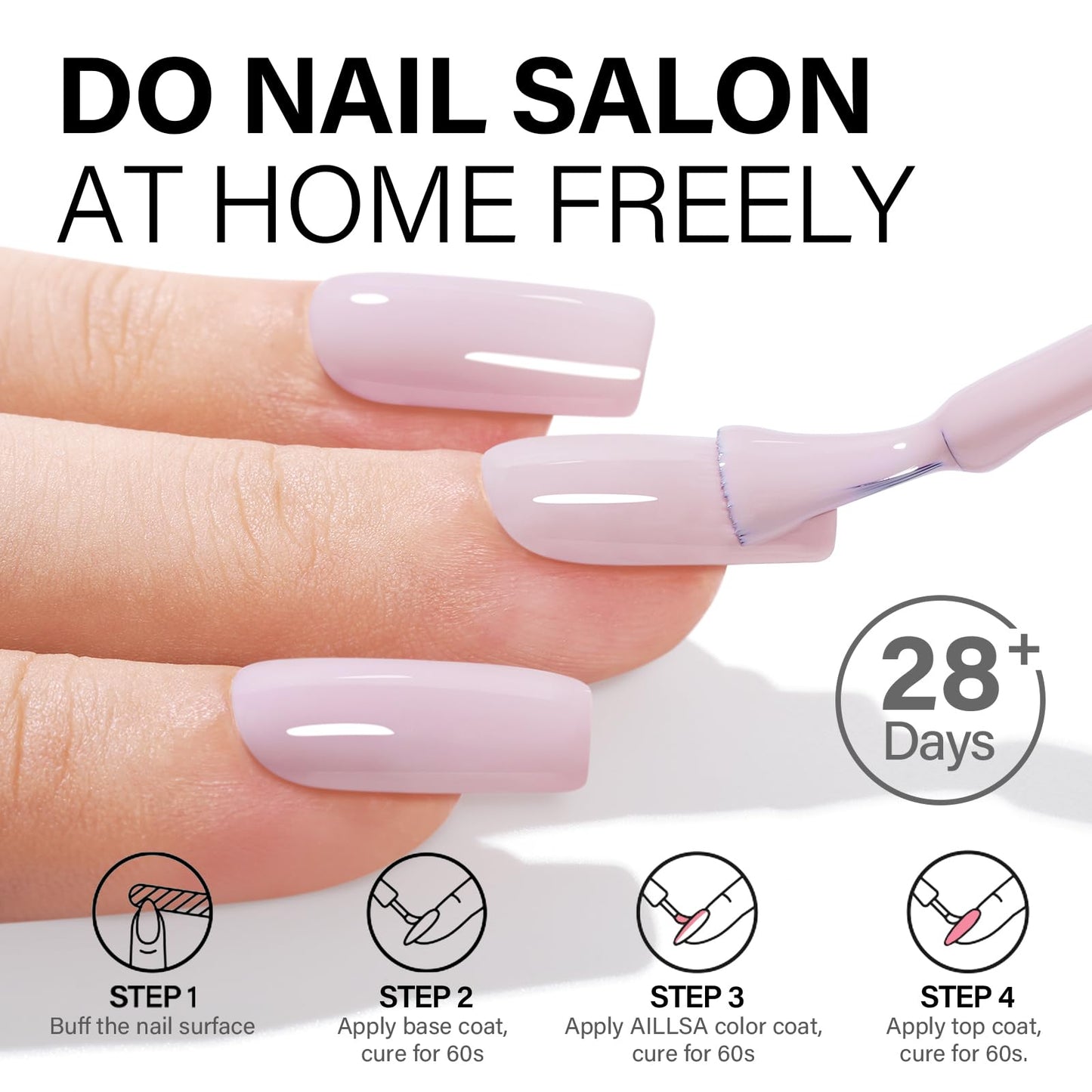 Aillsa Light Pink Gel Nail Polish Nude, Baby Pink, Winter Mauve Gel, French Nails Art, Natural Nail Polish, Soak Off, 0.51 Fl Oz