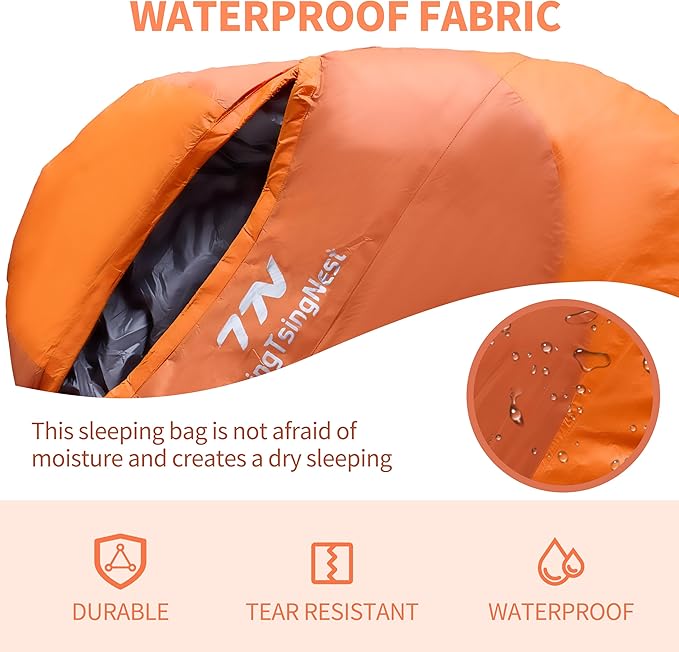 Backpacking Sleeping Bag 3 Season 20F Fill 21 Ounces of Duck Down 650Fill Power Duck Down Sleeping Bag Ultralight Camping Gear Equipment Traveling Campers and Outdoors