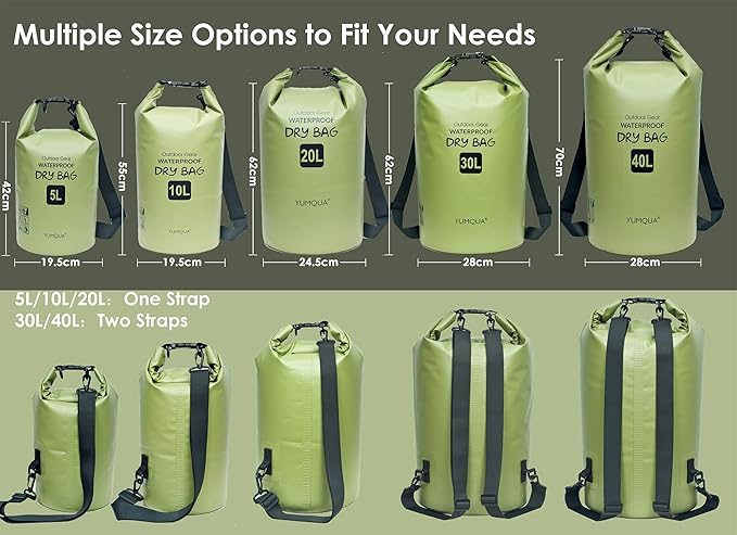 Waterproof Dry Bag Backpack 5L/10L/20L/30L/40L, Roll Top Floating Waterproof Storage Bags for Kayaking, Boating, Swimming, Hiking, Camping and Fishing