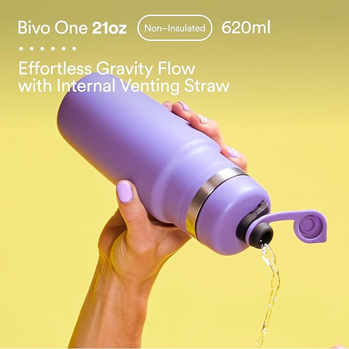One 21oz Non Insulated Stainless Steel Bike Water Bottle - Lightweight for Cycling, Travel, Kids - No Plastic Taste, Fits Most Cages, Dishwasher Safe - (Black)