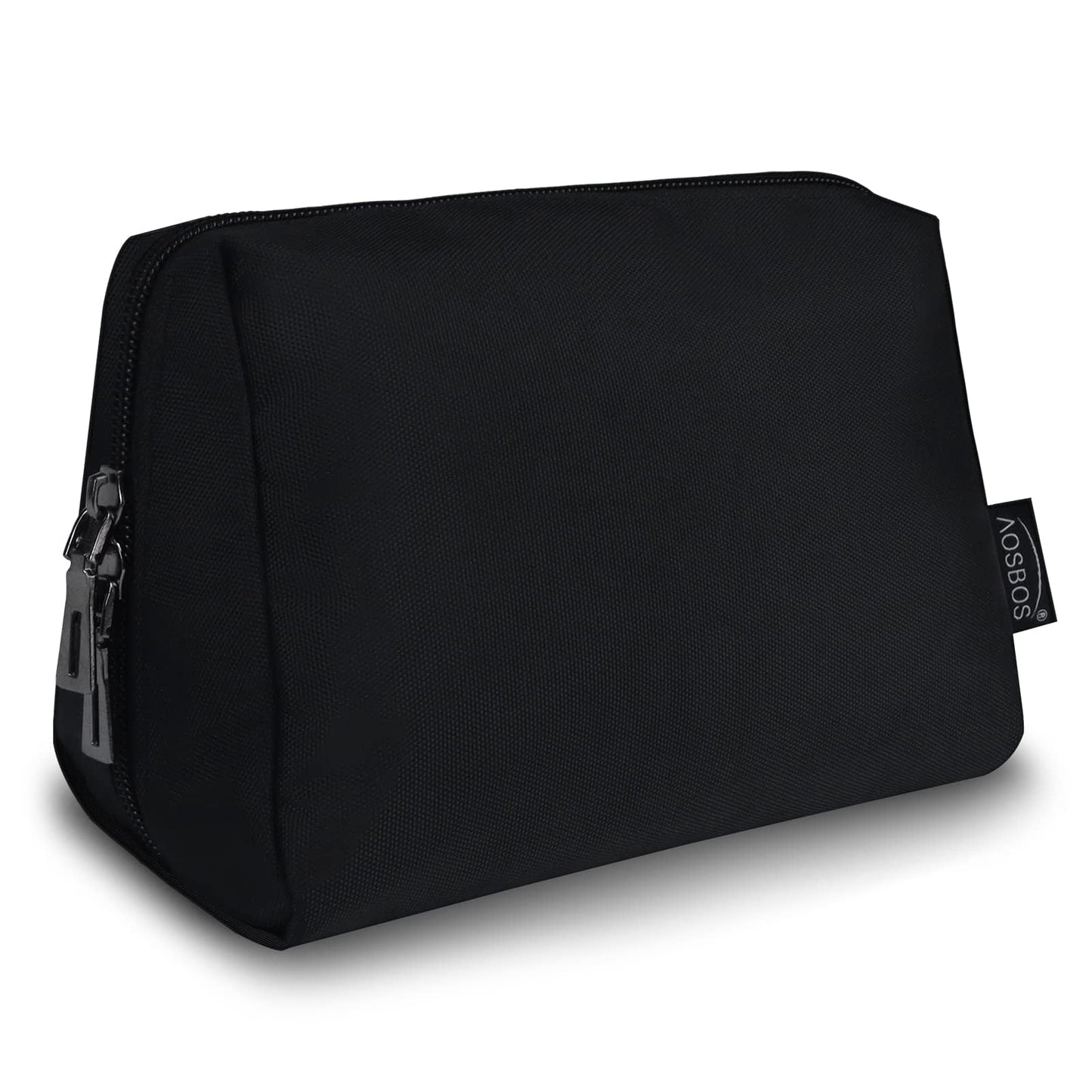 Aosbos Small Travel Makeup Pouch - Cosmetic Bag for Women, Midnight Black