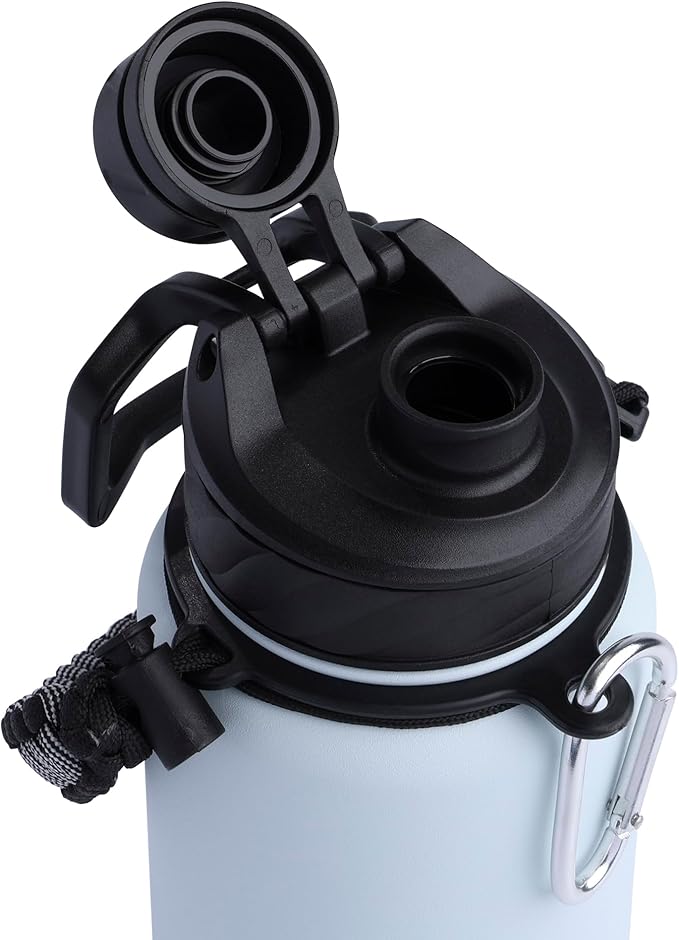 Zenith Chugger Stainless Steel Bottle with Carabiner, Compass, Signal Whistle, and Fire Starter - 40 Oz - Harbor Powder Coat