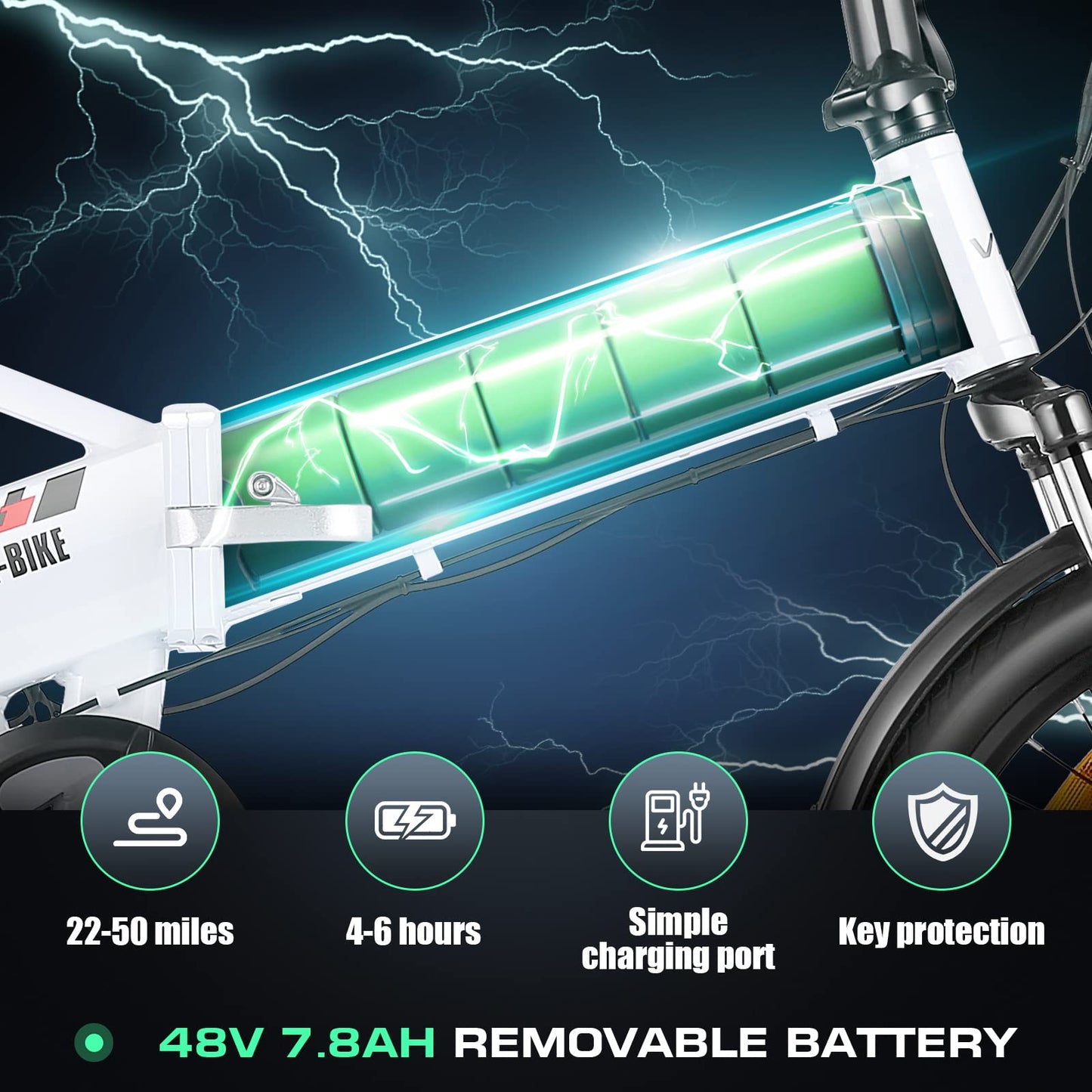 Vivi Electric Bike, 20" Folding Electric Bike 500W Ebikes for Adults, Adult Electric Bicycles with 48V Removable Battery, Professional 7 Speed Foldable Electric Commuter Bike