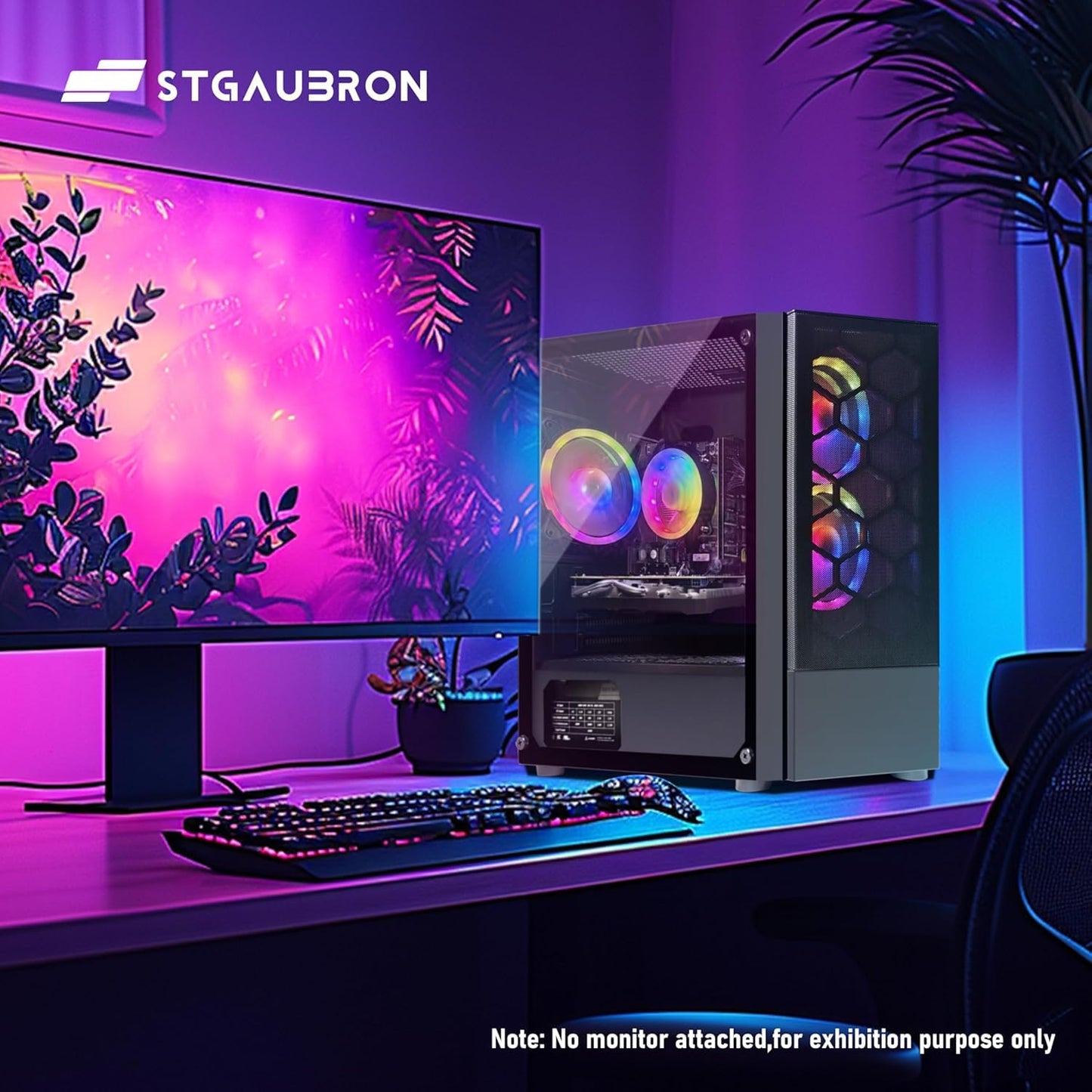 STGAubron Gaming Desktop PC, GeForce RTX 3050 Ti M 8G, Intel Core I7 8th up to 4.10G, 16G DDR4, 1T SSD, WiFi 6, BT 5.2, RGB Fan x4, Windows 11 Home