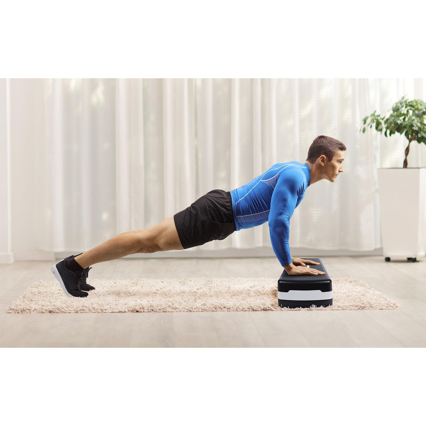 HolaHatha Compact Portable Aerobic Step Platform Workout Exercise Equipment, Fitness Cardio Stepper w/Adjustable Height for Home Gym & Travel, Silver