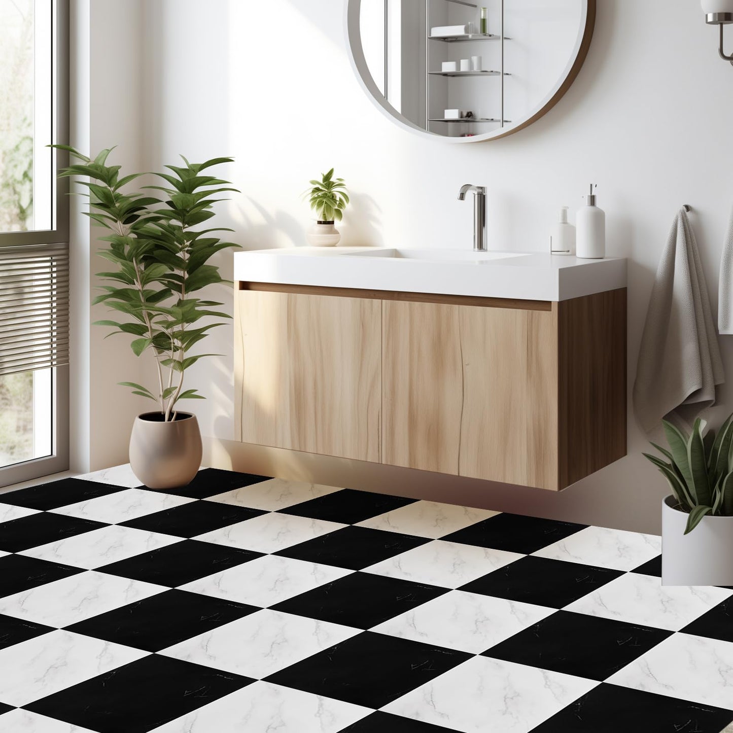 AKOLAFE 40 Sheet Vinyl Flooring 12x12 Peel and Stick Floor Tile Waterproof Clearance Vinyl Floor Tiles Bk&Wh Marble Self Adhesive Floor Tiles Sticky Laminate Flooring for Bathroom Kitchen Basement RV