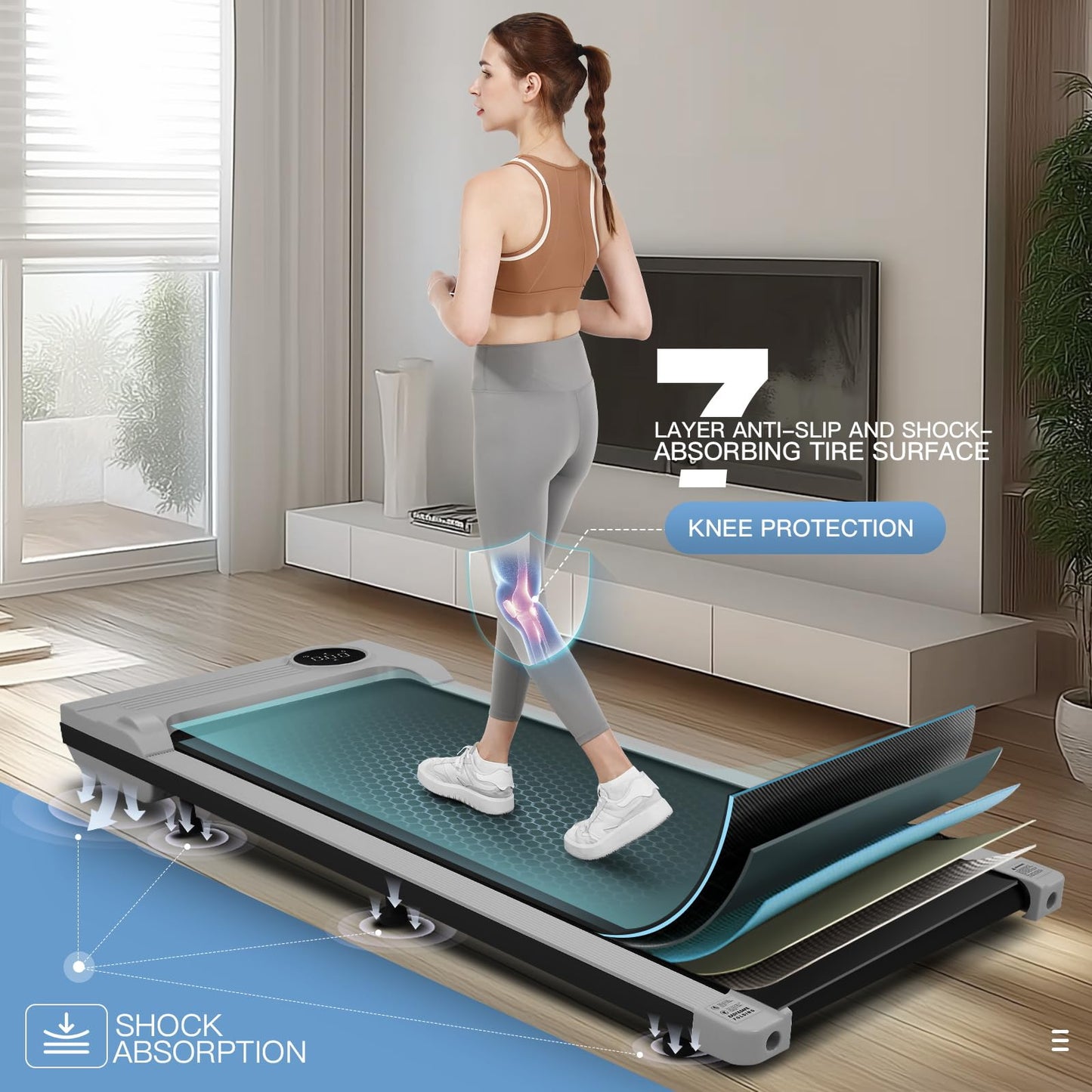 ANCHEER Under Desk Treadmill,3 in 1 Walking Pad Treadmill for Home,2.5HP Treadmill 300lb Capacity,Compact Treadmill with Remote Control,LED Touch Screen,Running Electric Machine