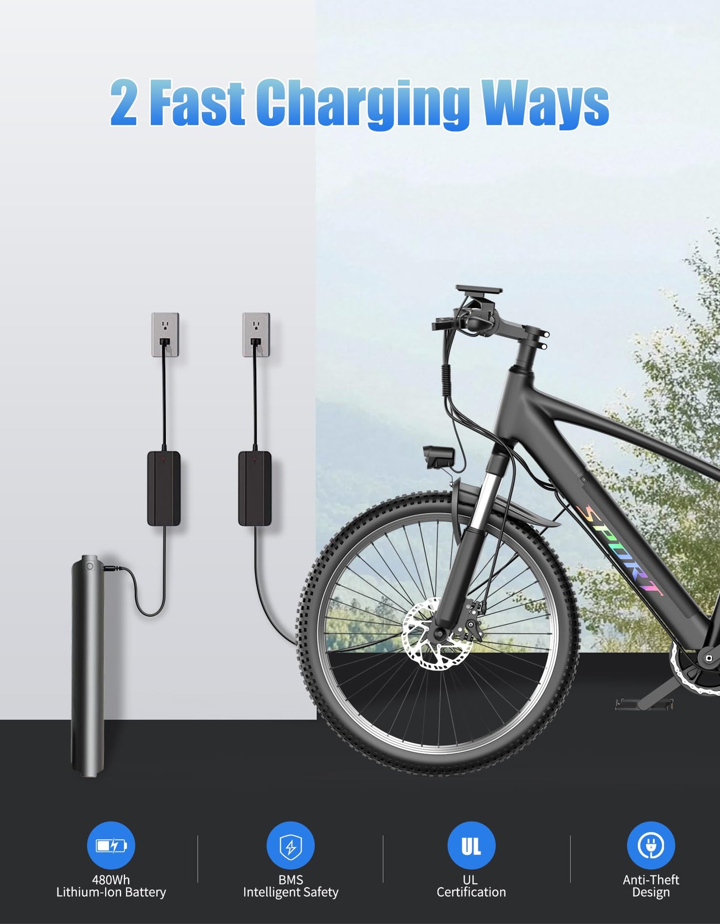 Pikabike Electric Bike for Adults, 1500W Peak Motor Ebike, Max 65Miles 28MPH, 26" Electric Mountain Bike, 480Wh Removable Battery EBike, 7-Speed & Front Suspension, Electric Bicycle for Commute