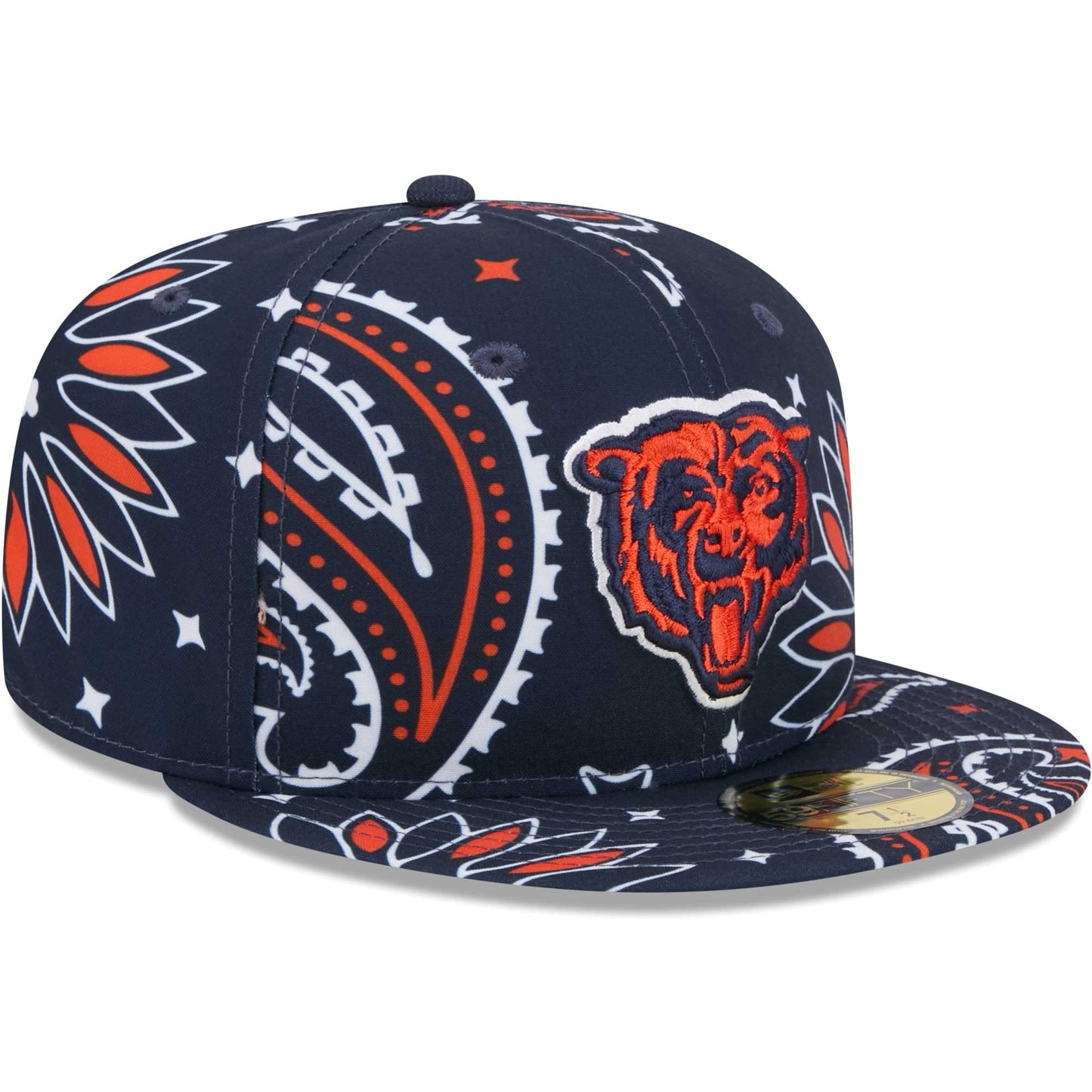 New Era Men's Navy Chicago Bears Paisley 59FIFTY Fitted Hat